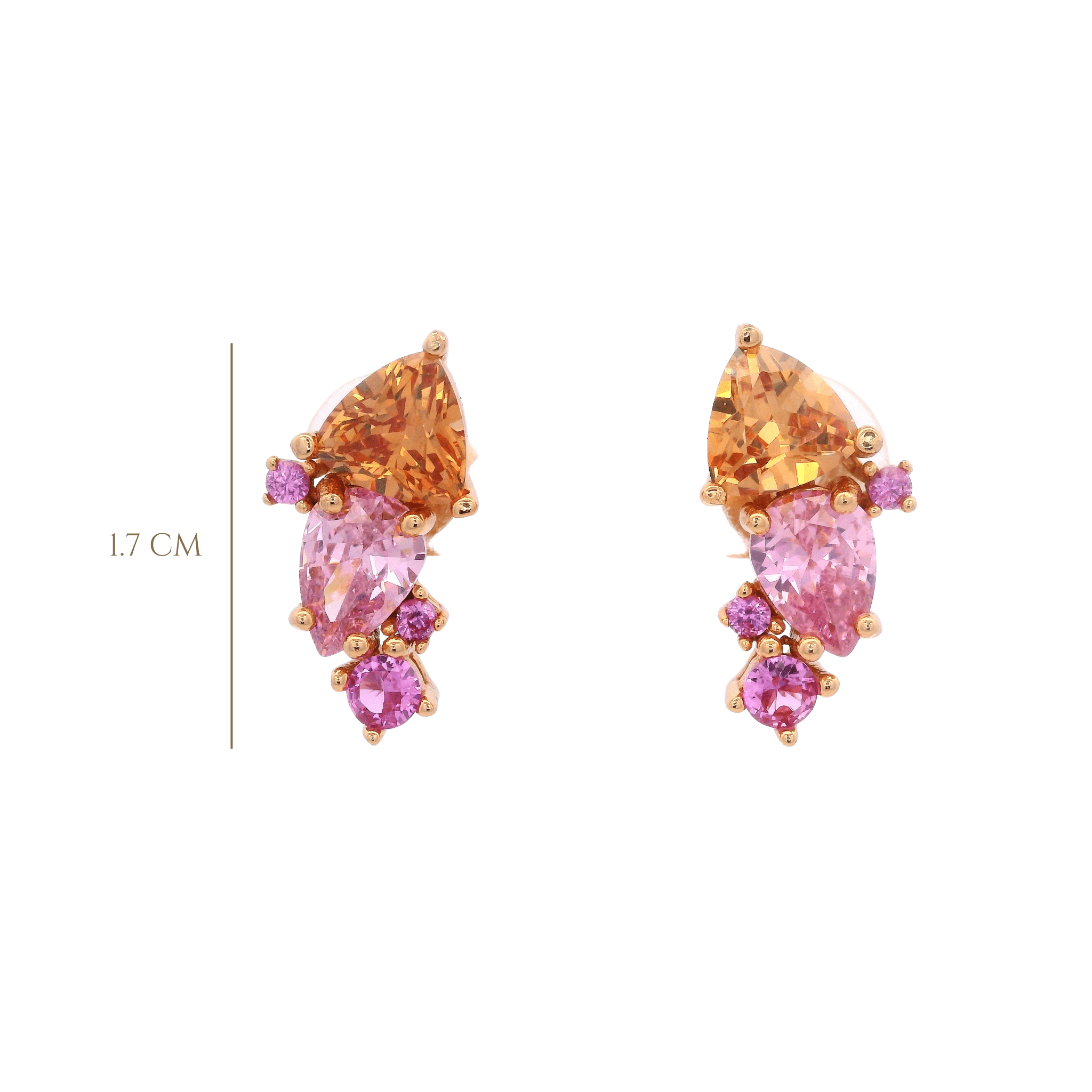 925RG CLUSTER EARRINGS CZ ROSE - C'SANTOS