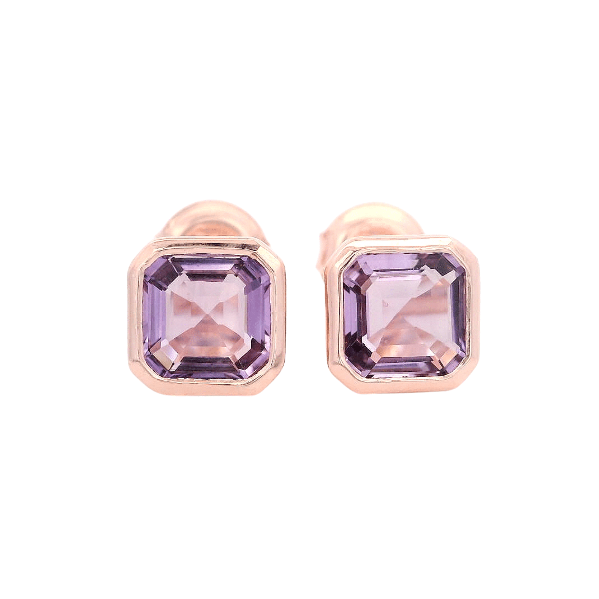 925RG CUSHION BEZEL AMETHYST EARRINGS - C'SANTOS