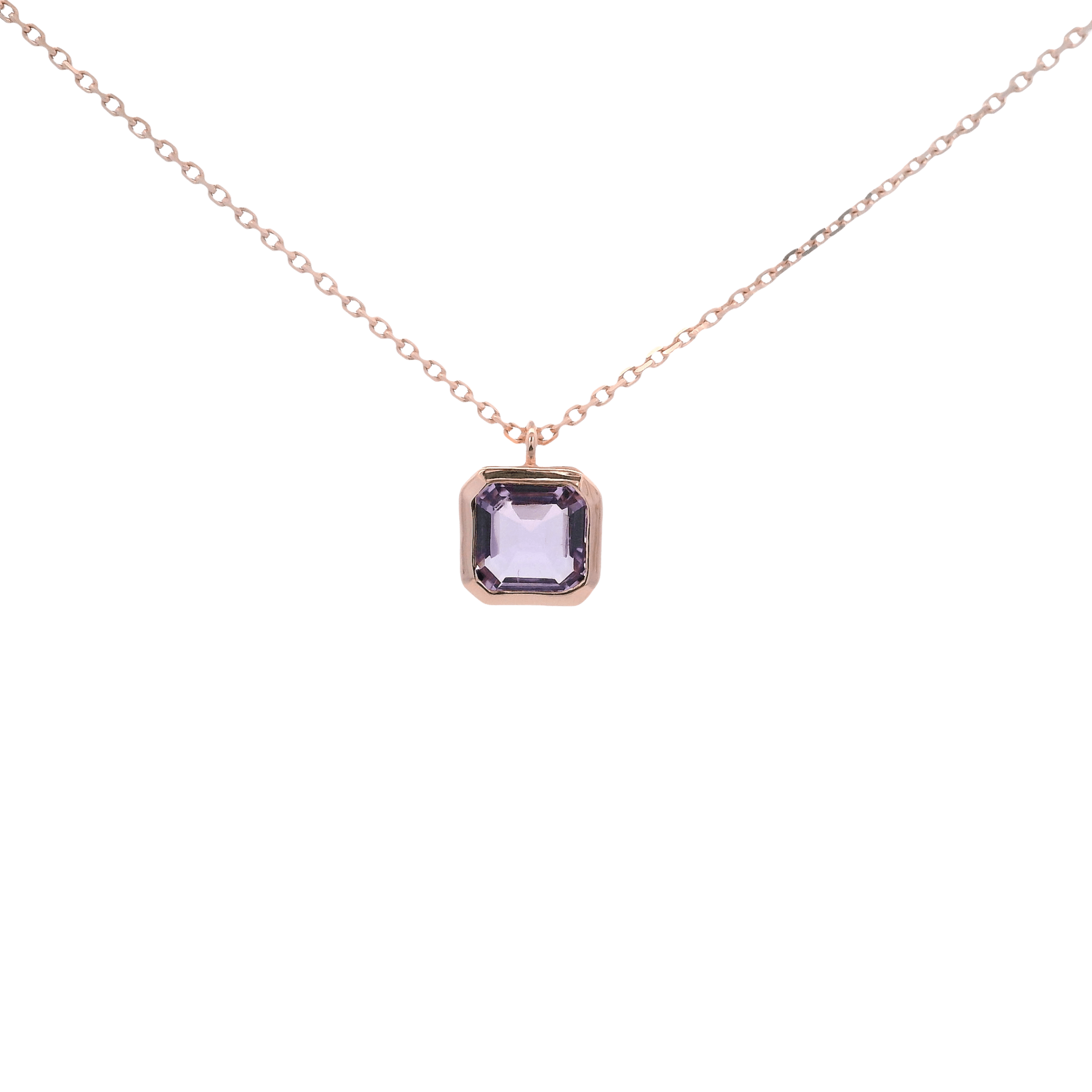 925RG CUSHION BEZEL AMETHYST NECKLACE - C'SANTOS