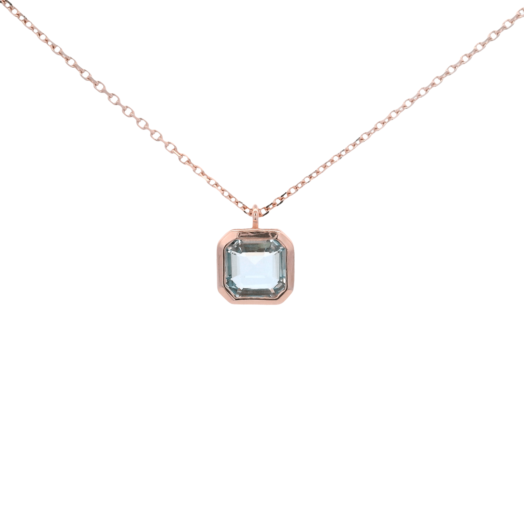 925RG CUSHION BEZEL TOPAZ BLUE SKY NECKLACE - C'SANTOS