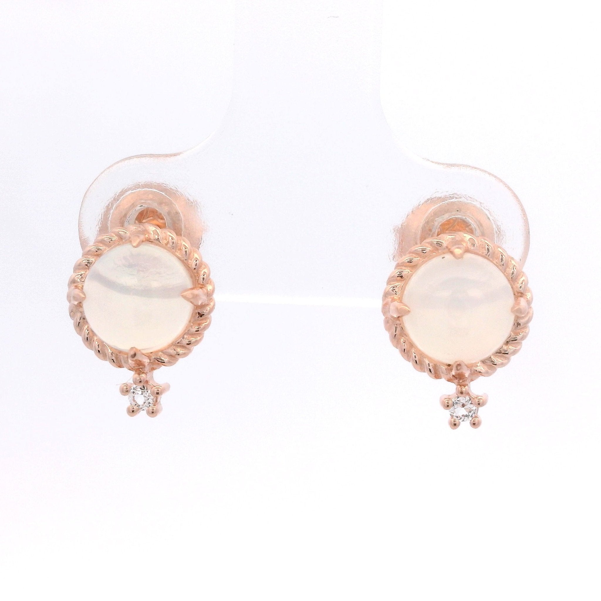 925RG DOME OPAL AND TOPAZ WHITE EARRINGS - C'SANTOS