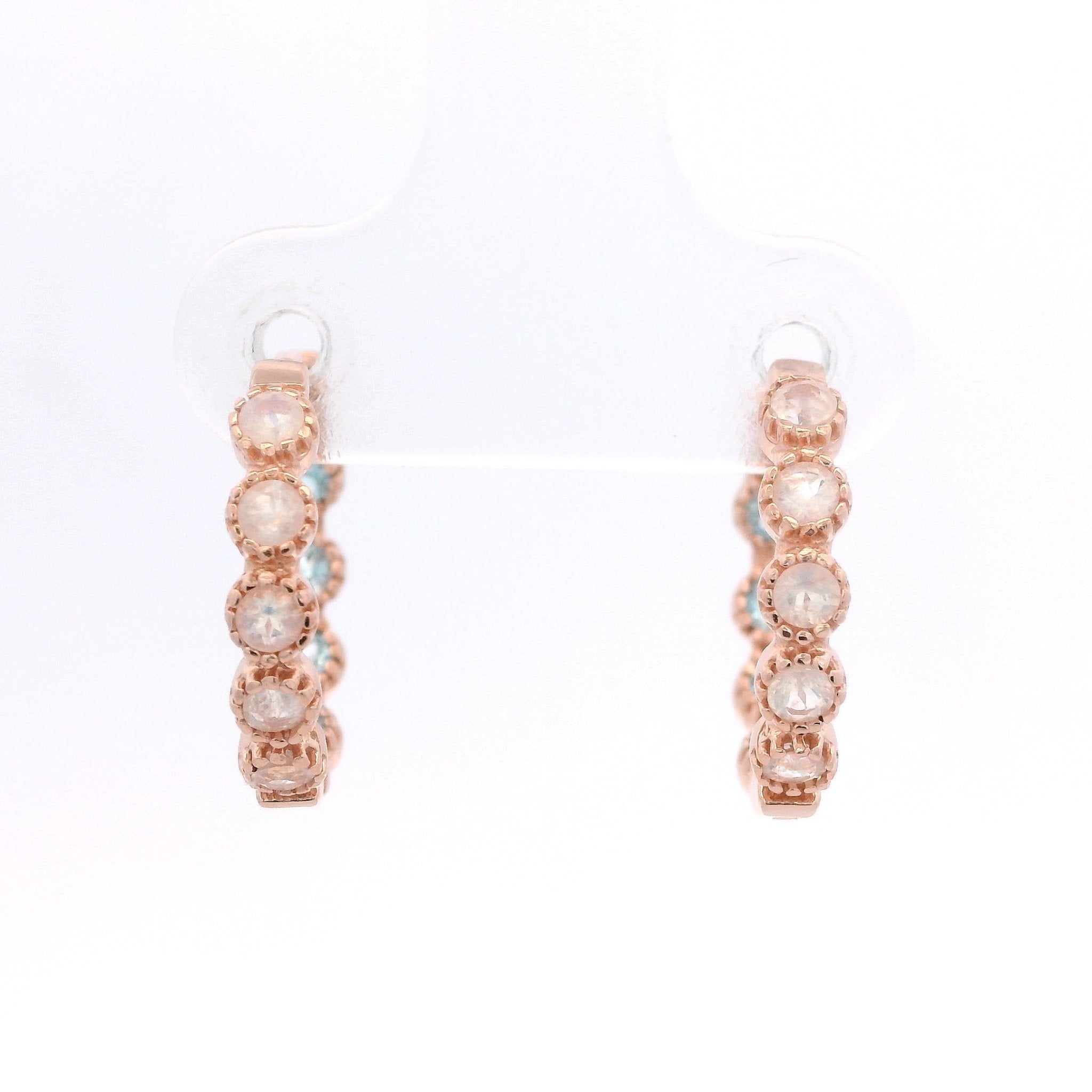 925RG FIVE STONE MOOSTONE BACK TOPAZ BLUE HUGGIES - C'SANTOS