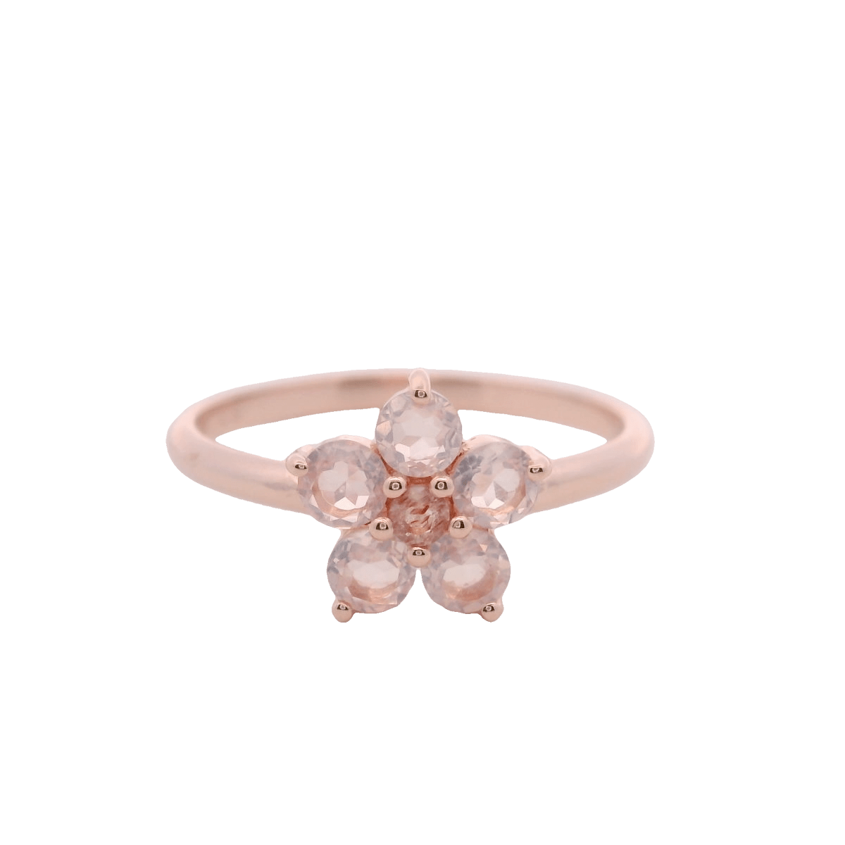 925RG FLOWER 9MM ROSE QUARTZ CENTER STRAWEBERRY PINK RING T6.5 - C'SANTOS