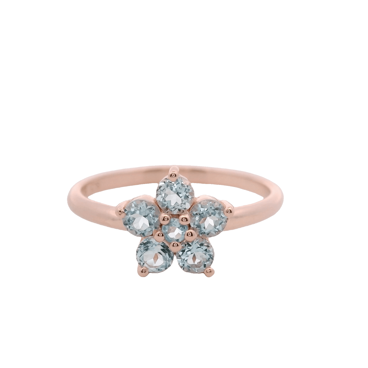 925RG FLOWER 9MM TOPAZ SKY BLUE CENTER TOPAZ BLUE RING T6.5 - C'SANTOS