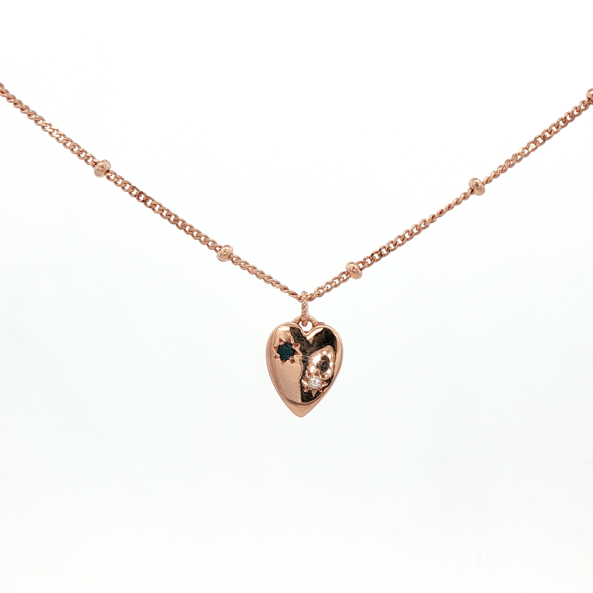 925RG HEART AND STAR TOPAZ BLUE WITH MOONSTONE NECKLACE - C'SANTOS