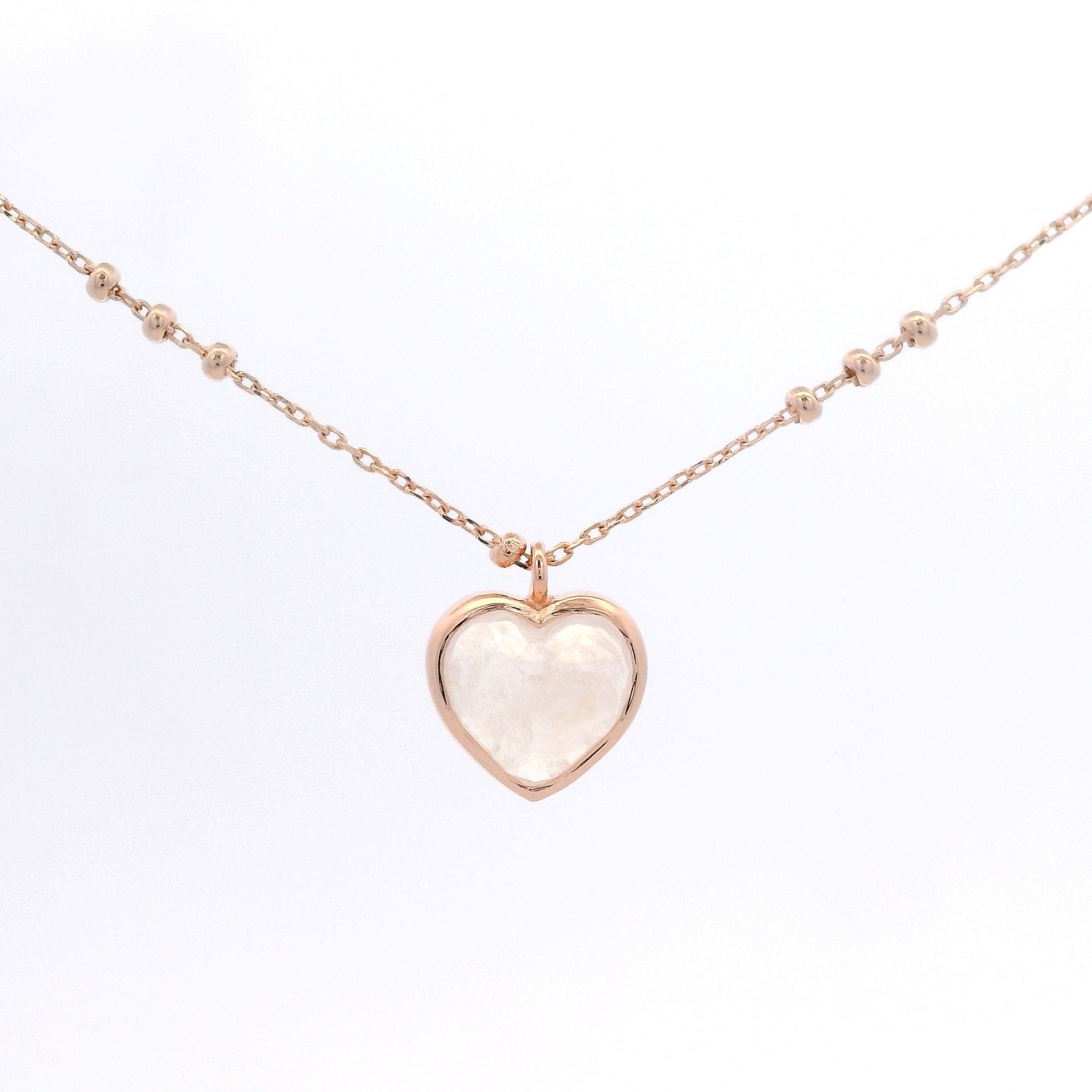 925RG HEART CABUCHON MOOSTONE NECKLACE - C'SANTOS