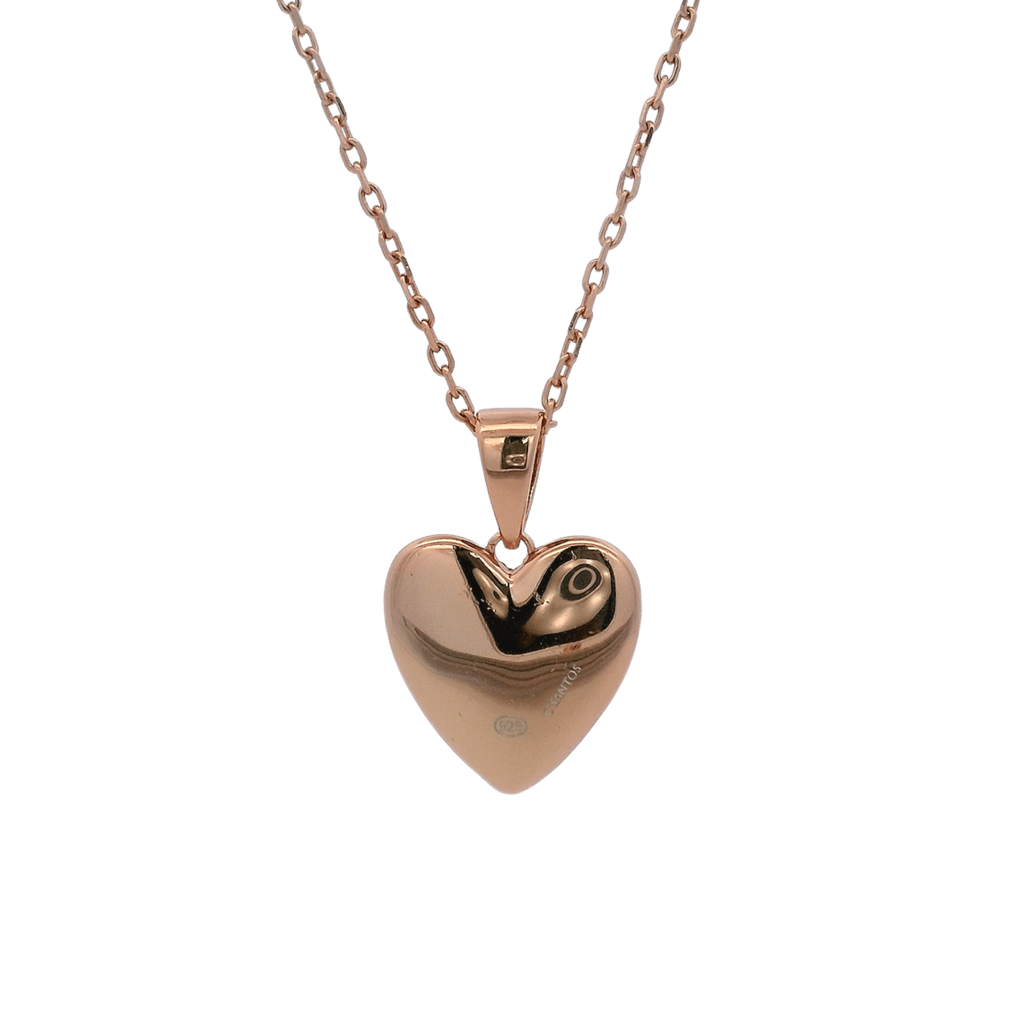 925RG HEART SMOOTH CZ FUSHIA NECKLACE - C'SANTOS