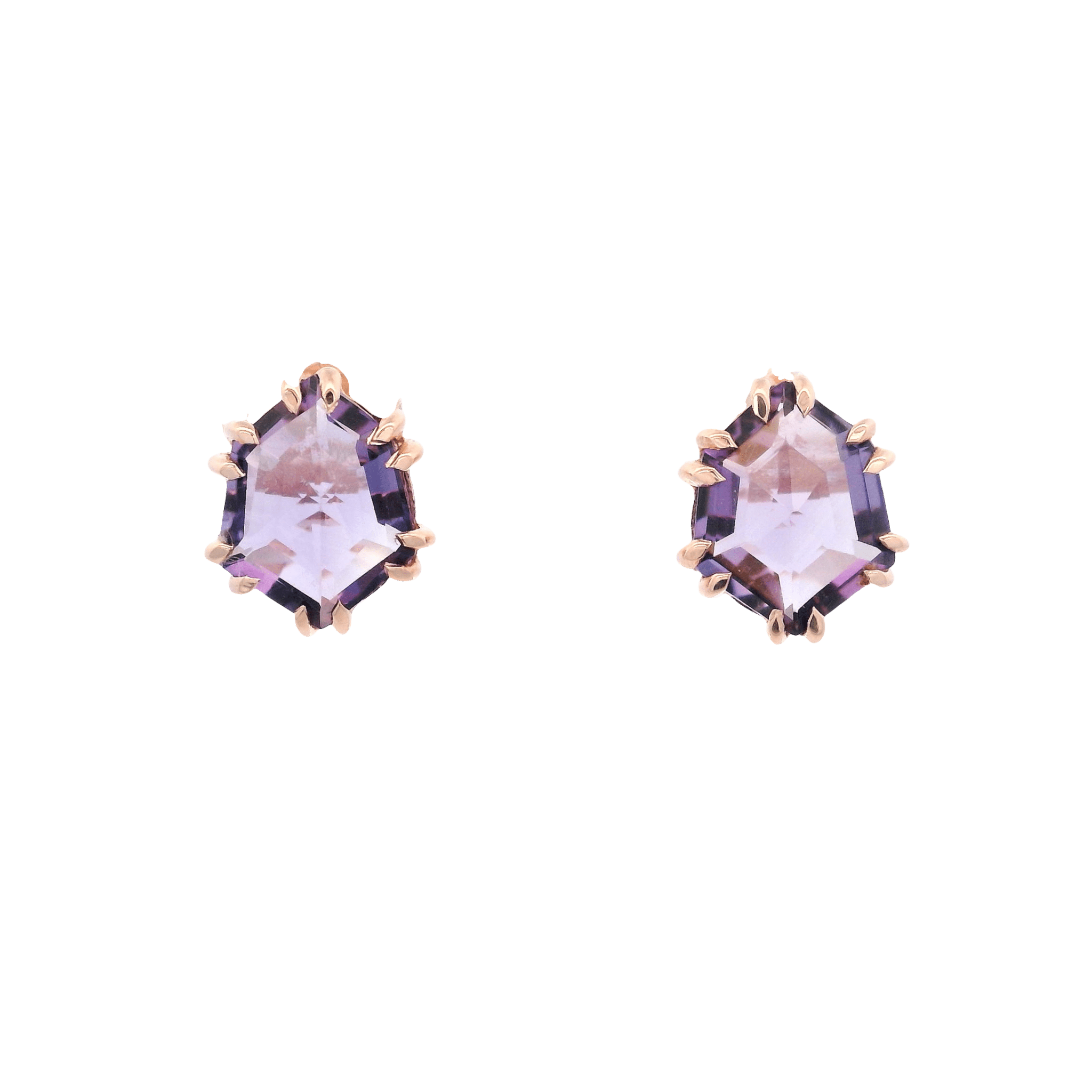 925RG HEXAGONAL AMETHYST EARRINGS - C'SANTOS