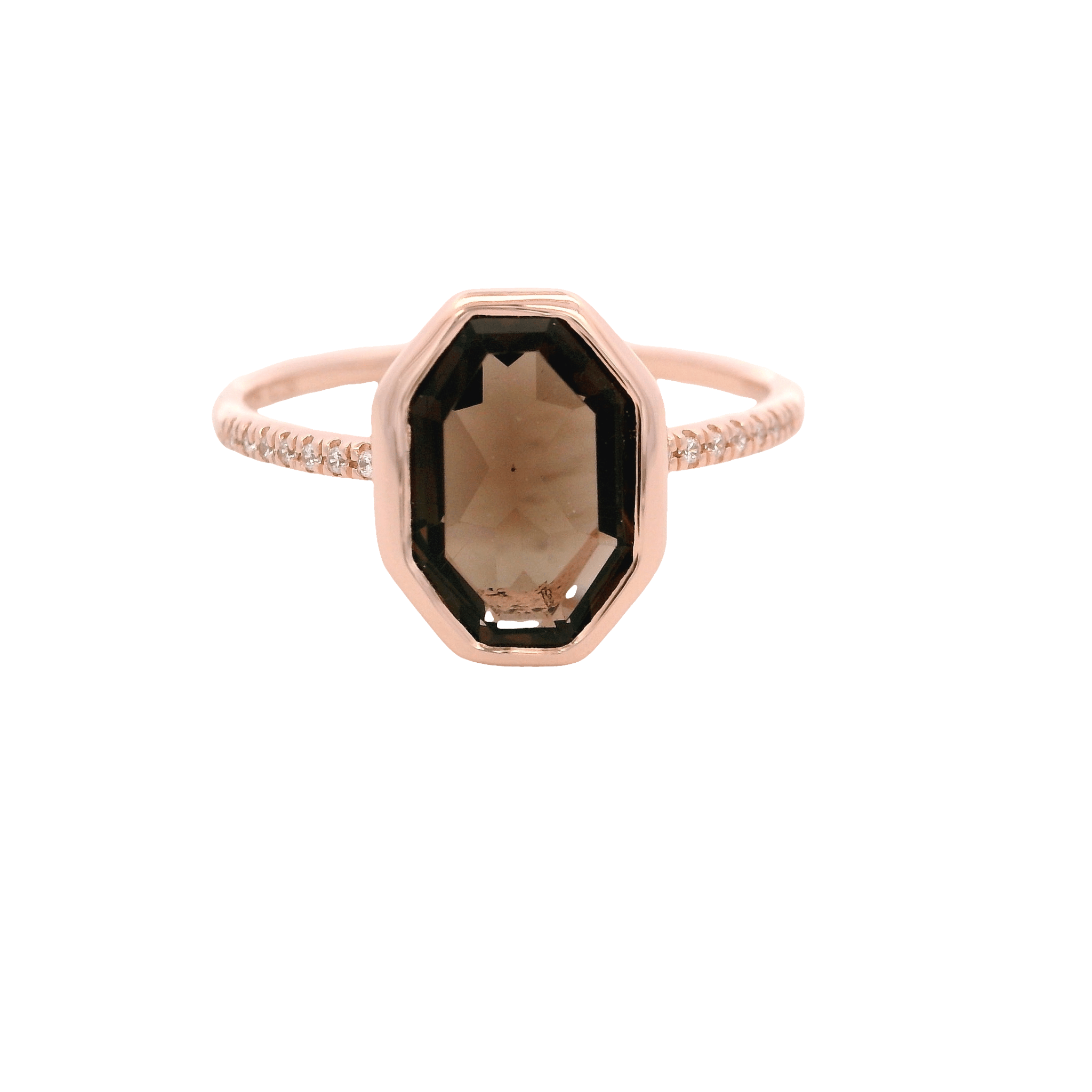 925RG HEXAGONAL BEZEL SMOKY QUARTZ RING T6.5 - C'SANTOS
