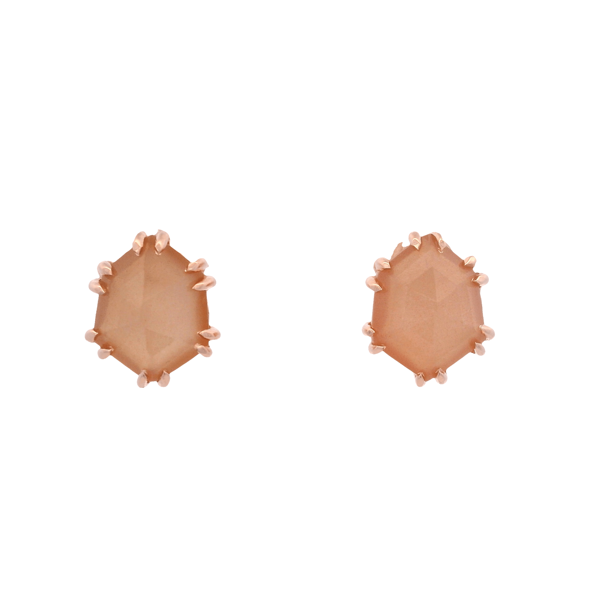 925RG HEXAGONAL MOOSTONE PEACH EARRINGS - C'SANTOS