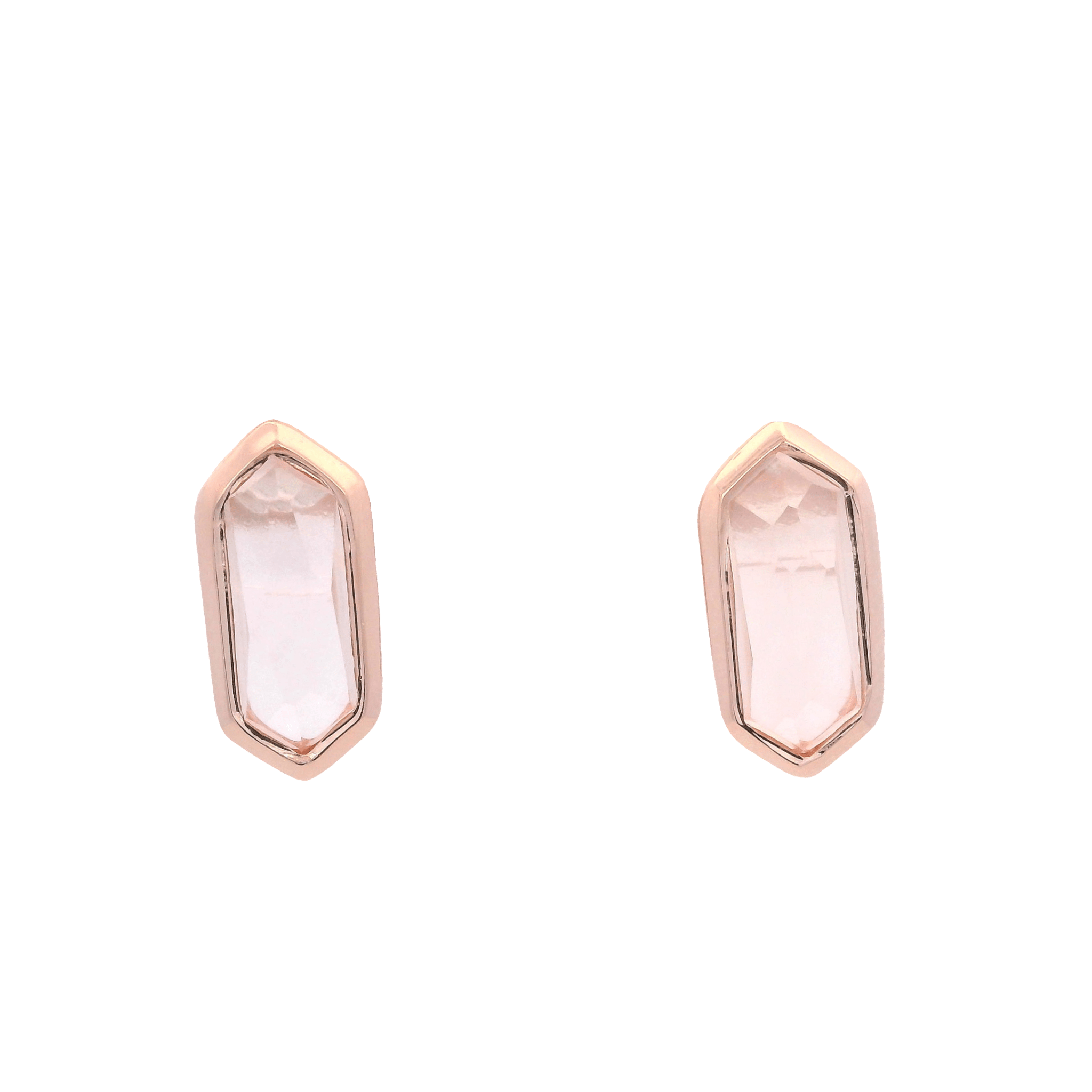 925RG HEXAGONAL ROSE QUARTZ EARRINGS - C'SANTOS