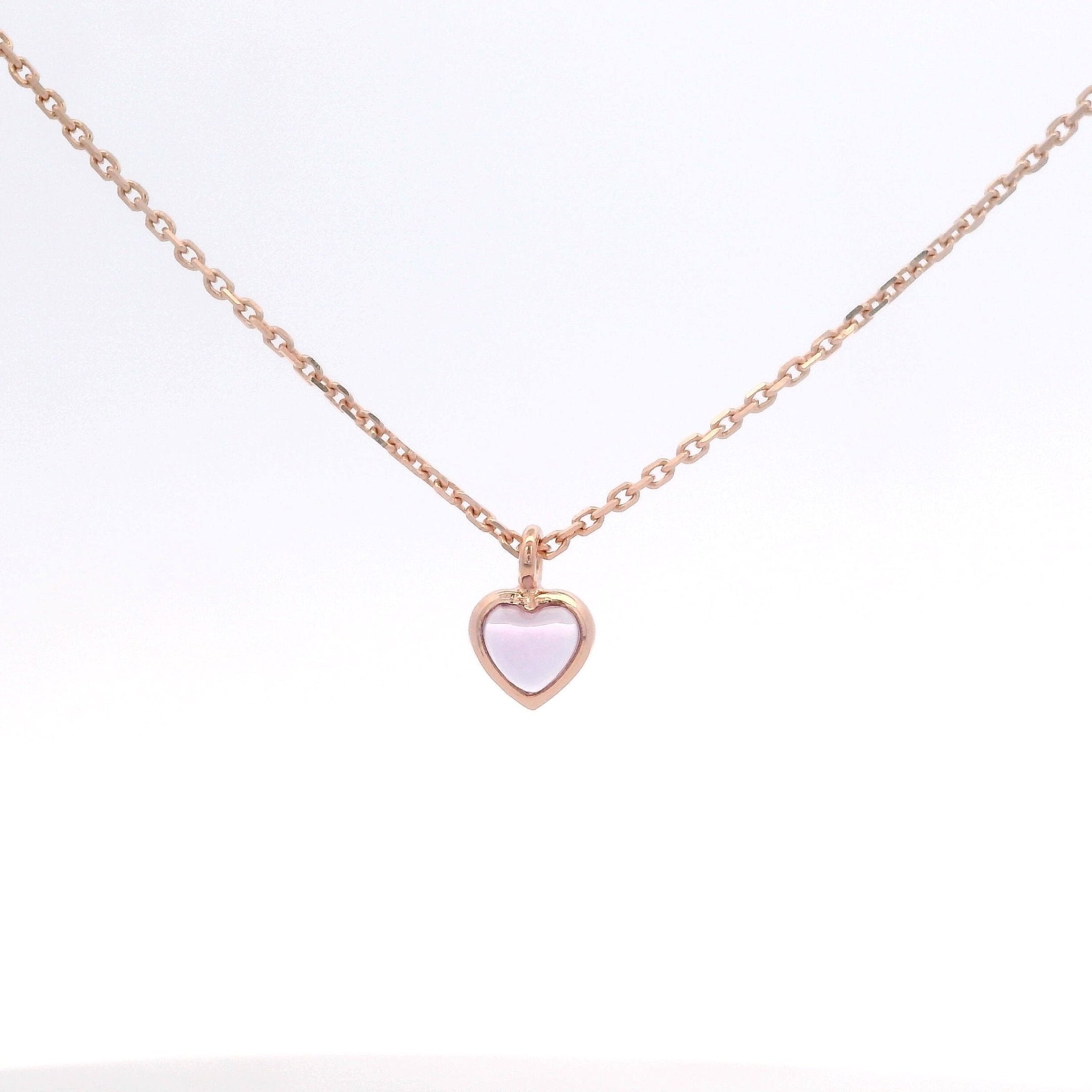 925RG MINI BEZEL HEART AMETHYST NECKLACE - C'SANTOS