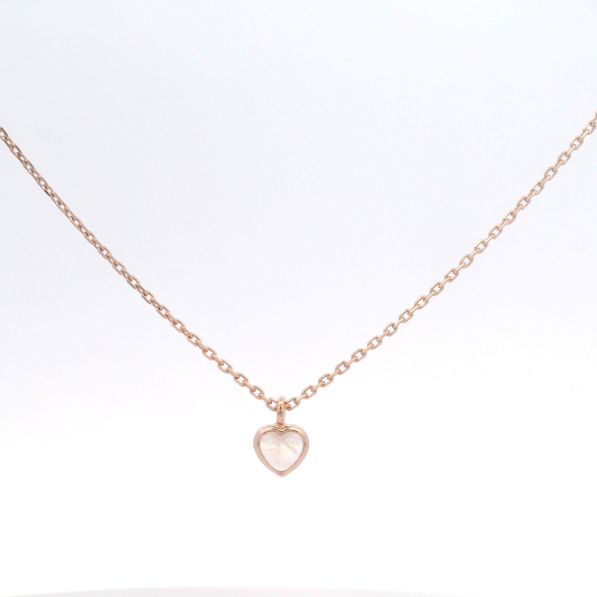 925RG MINI BEZEL HEART MOOSTONE NECKLACE - C'SANTOS