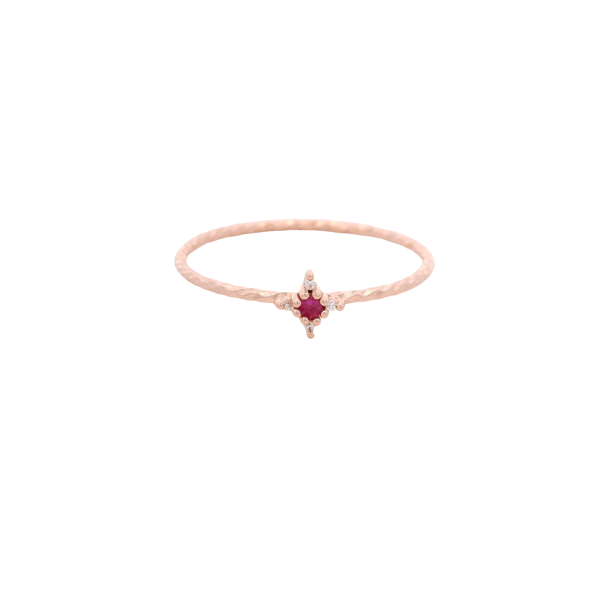 925RG MINI CLOVER CENTER RUBY CZ RING T6.5 - C'SANTOS