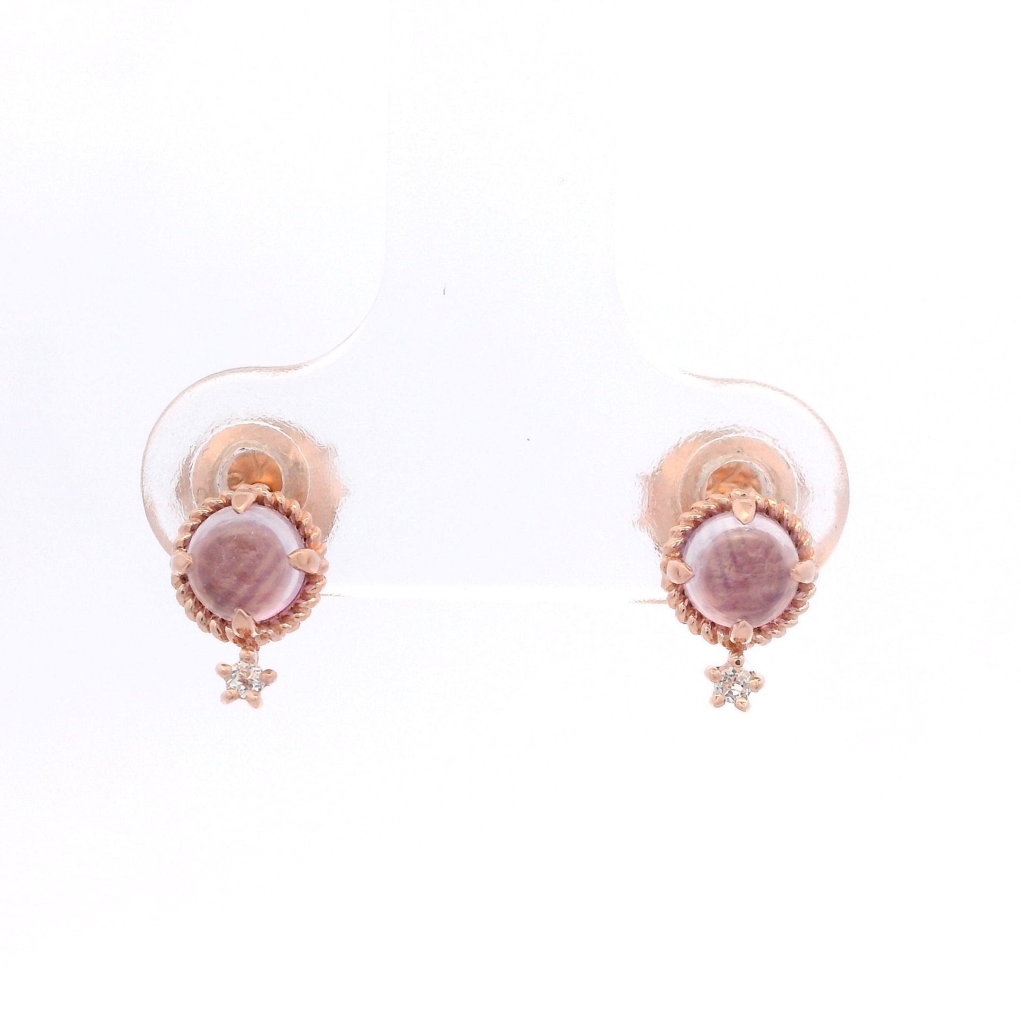 925RG MINI DOME AMETHYST AND TOPAZ WHITE EARRINGS - C'SANTOS
