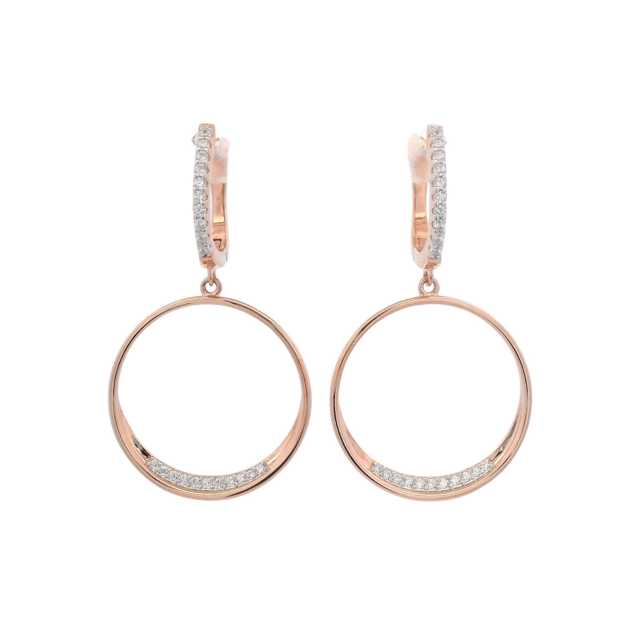 925RG OUTLINE CIRCLE WITH CZ EARRINGS - C'SANTOS