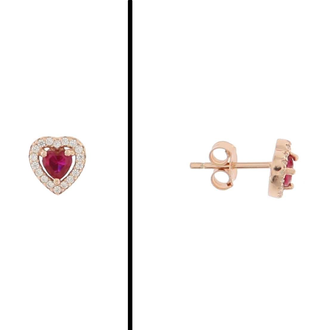 925RG OUTLINE HEART STUD CZ RED EARRINGS - C'SANTOS