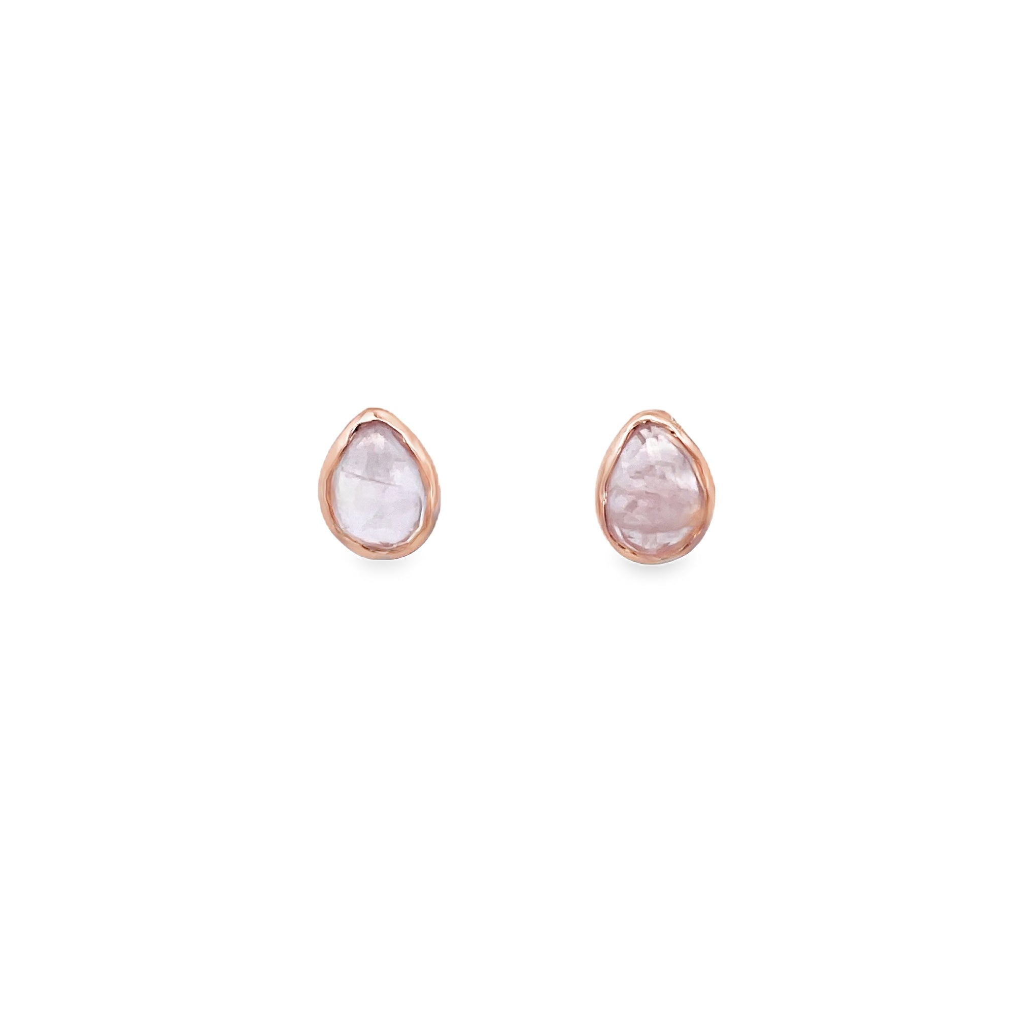 925RG PEAR SHAPE BEZELROSE QUARTZ OPAQUE EARRING - C'SANTOS