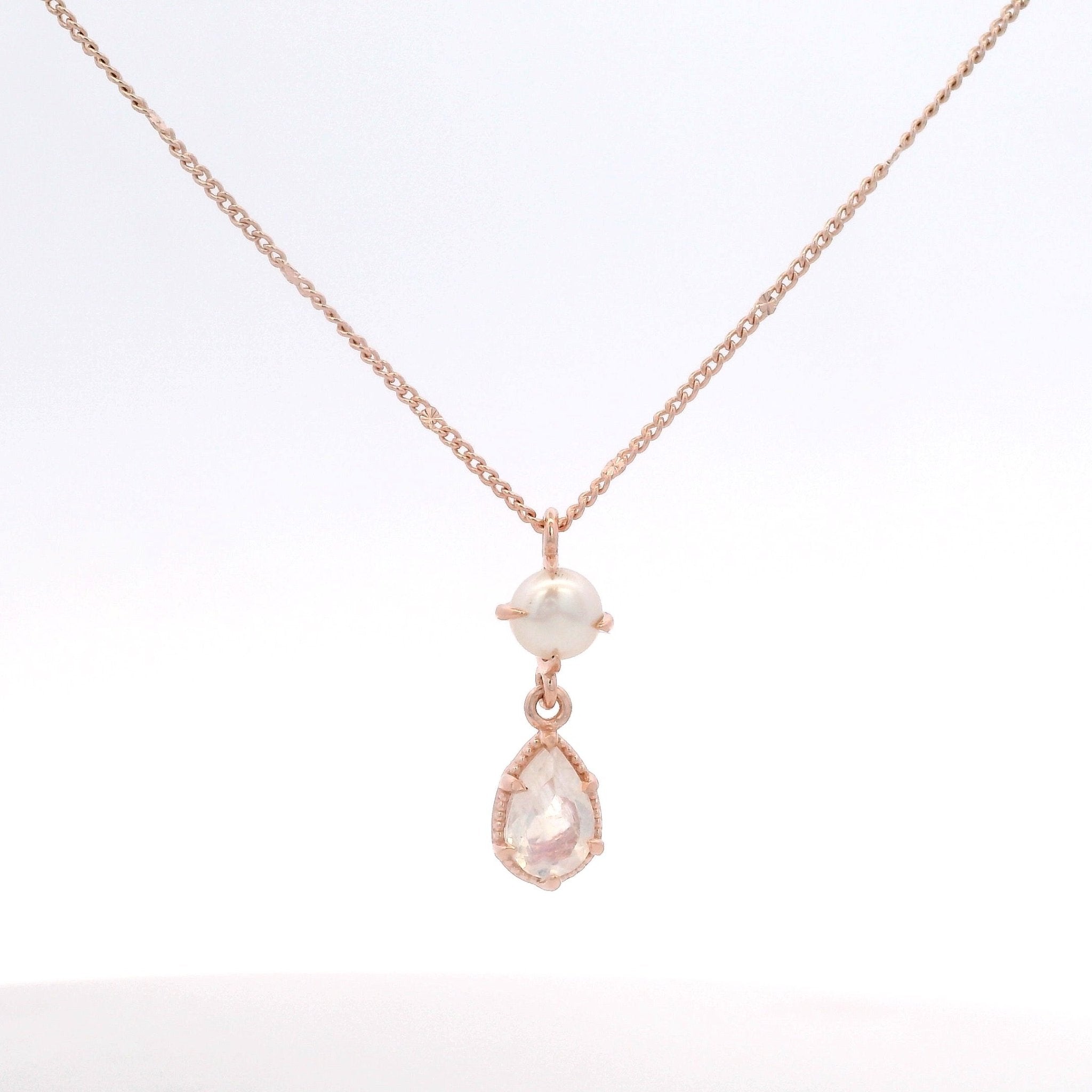 925RG PEARL DROP MOOSTONE NECKLACE - C'SANTOS