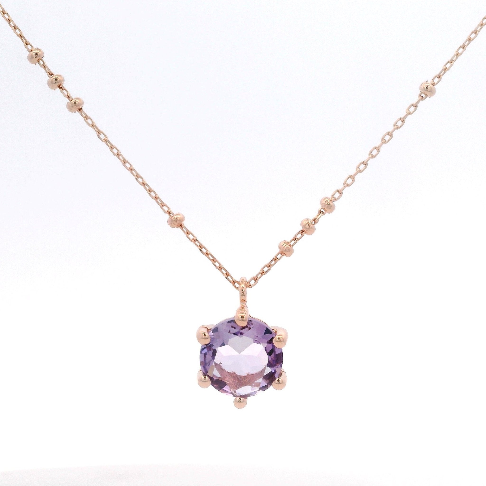 925RG ROUND AMETHYST SOLITARY NECKLACE - C'SANTOS