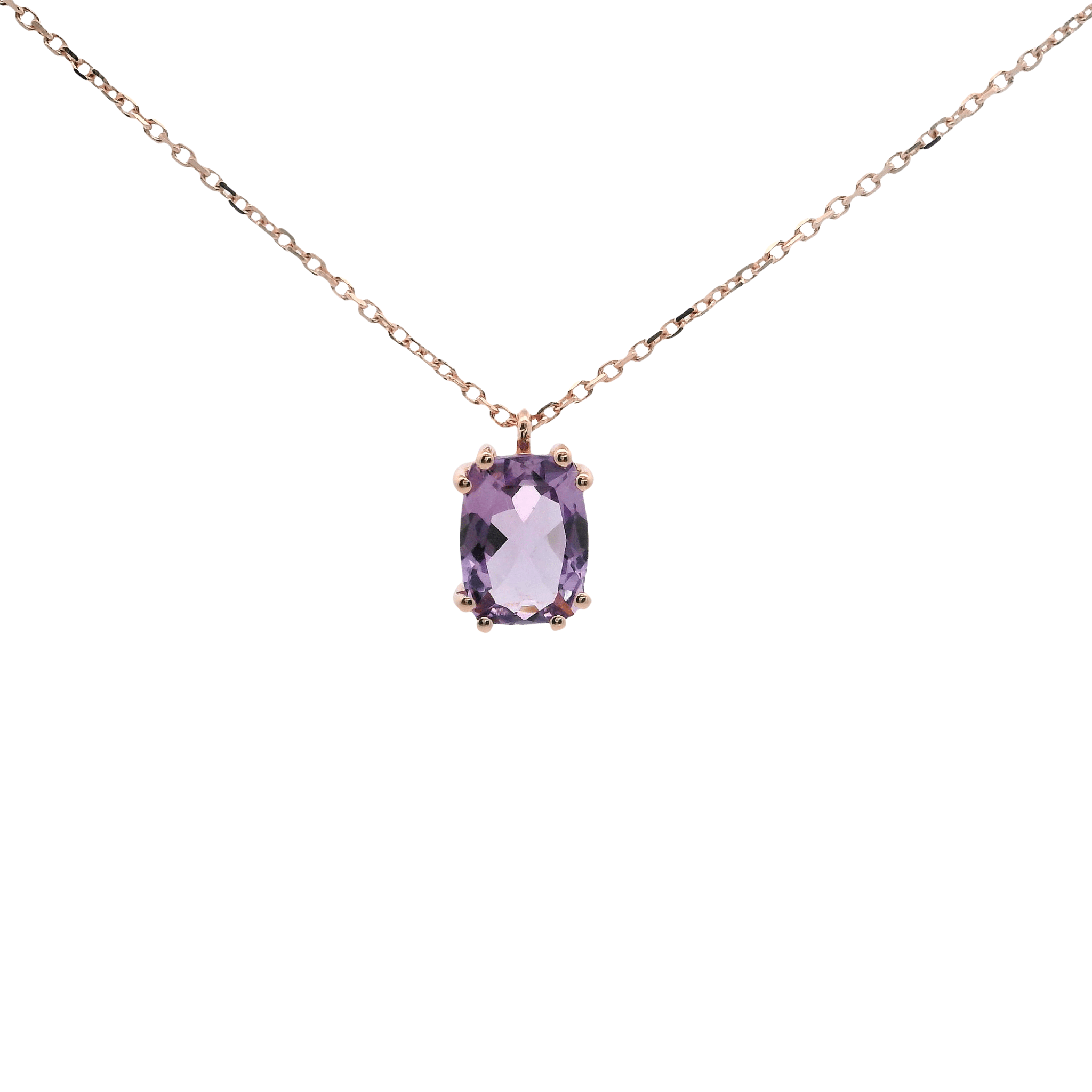 925RG SOLITARY BAGUETTE AMETHYST 9MM NECKLACE - C'SANTOS