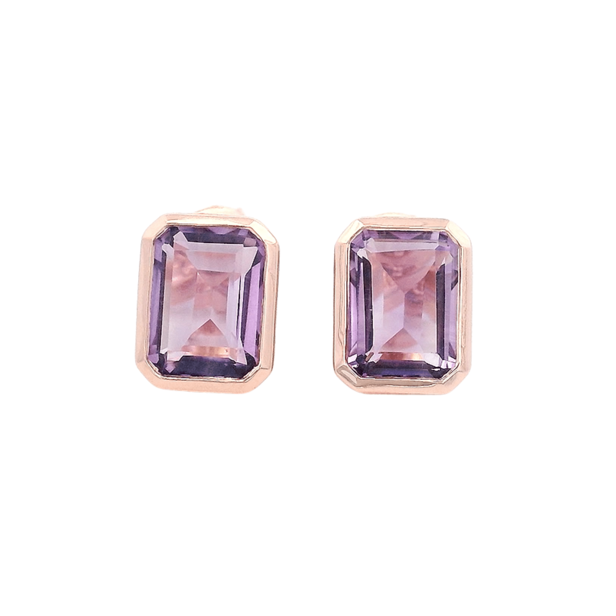 925RG SOLITARY BAGUETTE AMETHYST BEZEL 9MM EARRINGS - C'SANTOS