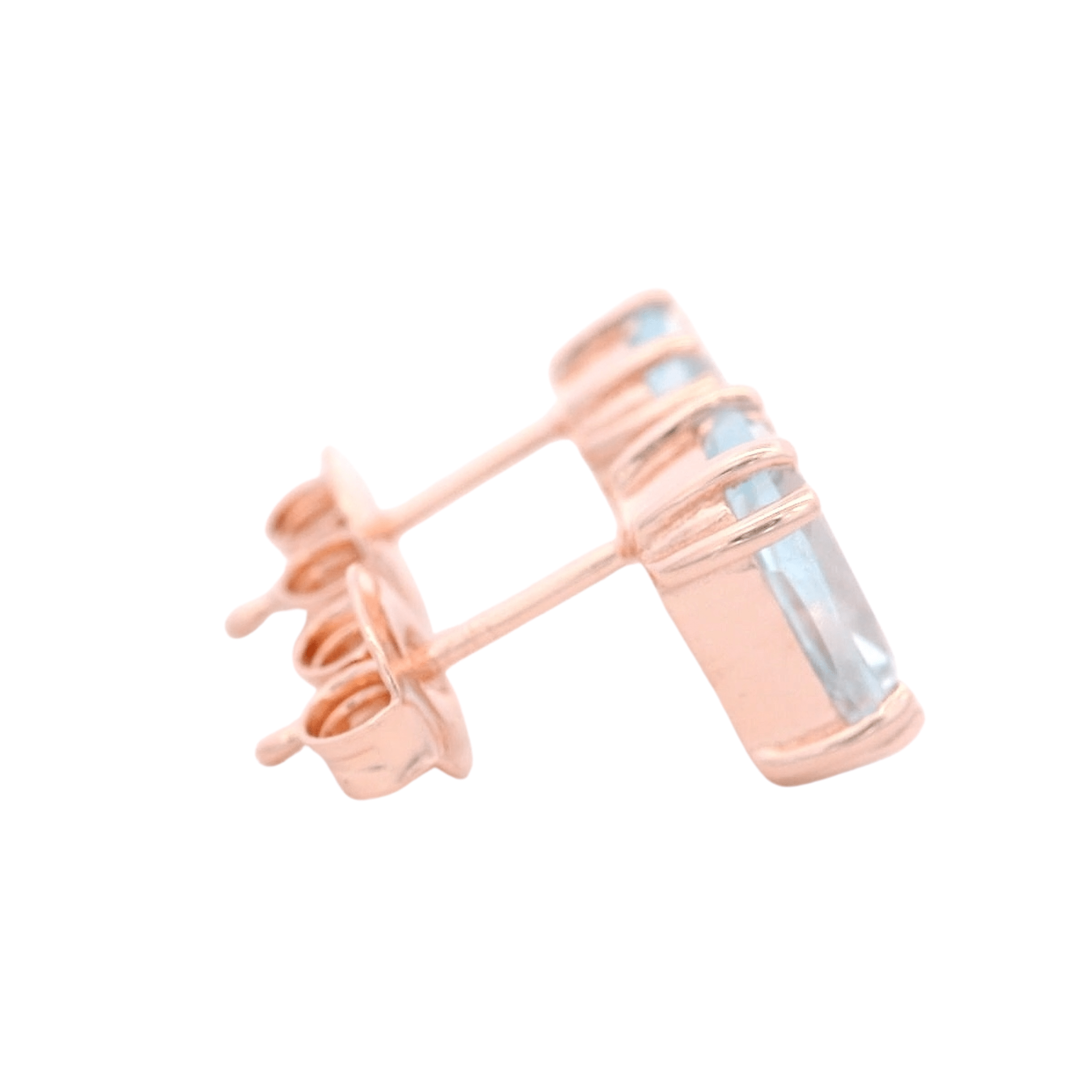 925RG SOLITARY BAGUETTE TOPAZ BLUE SKY 9MM EARRINGS - C'SANTOS