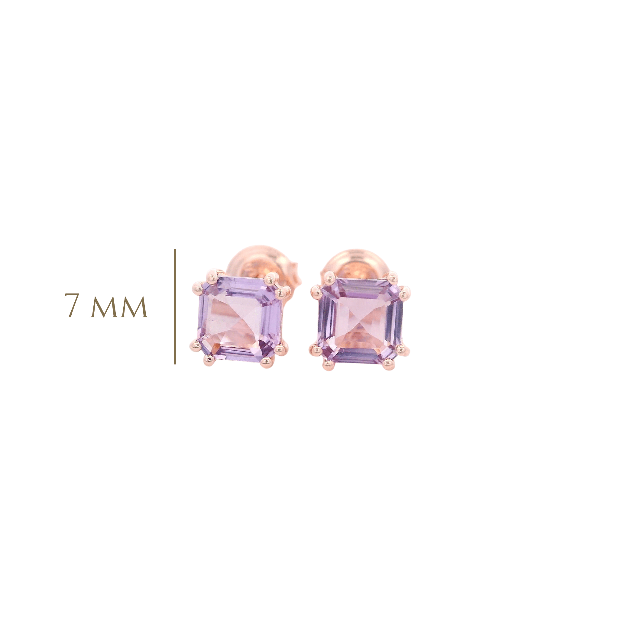 925RG SOLITARY CUSHION AMETHYST 7MM EARRINGS - C'SANTOS