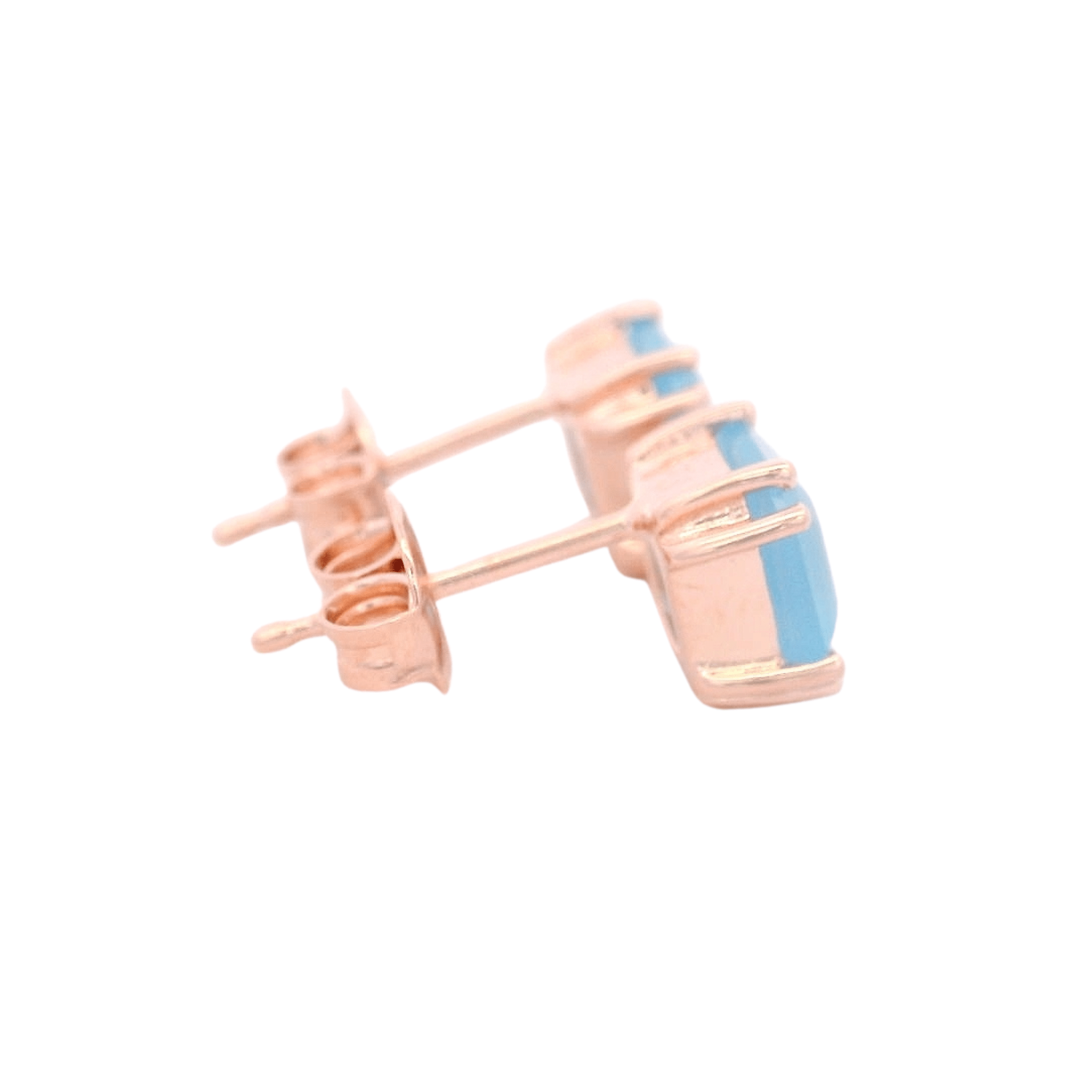 925RG SOLITARY CUSHION CHALCEDONY BLUE 7MM EARRINGS - C'SANTOS