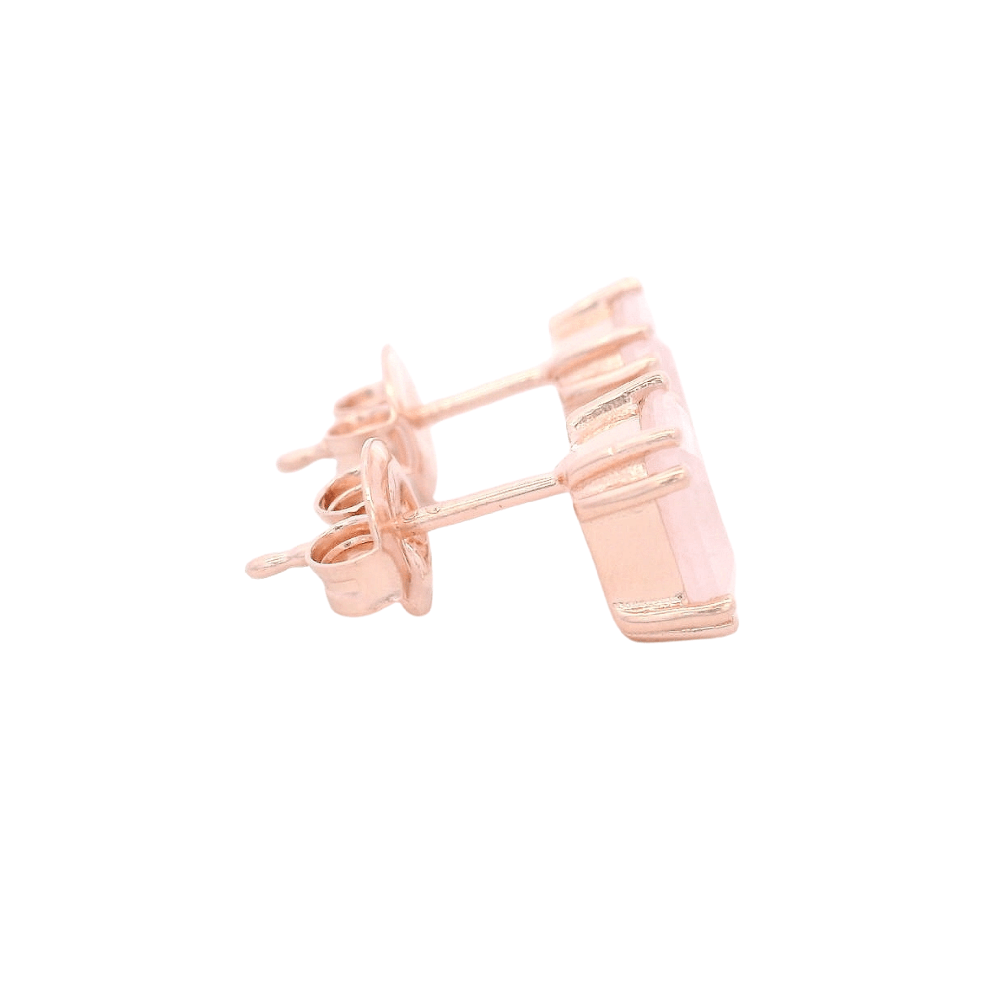 925RG SOLITARY CUSHION ROSE QUARTZ OPAQUE 7MM EARRINGS - C'SANTOS