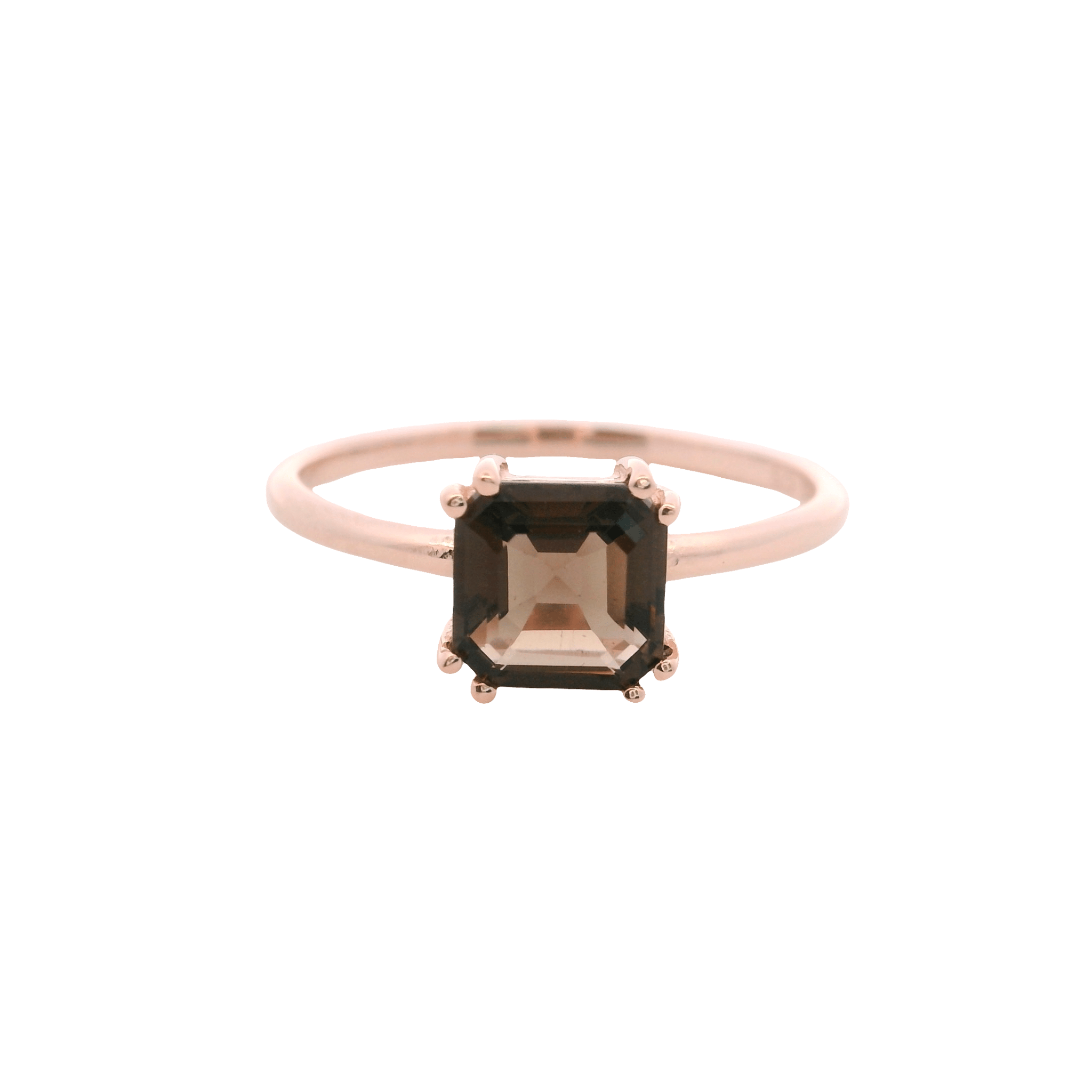 925RG SOLITARY CUSHION SMOKY QUARTZ 7MM RING T6.5 - C'SANTOS