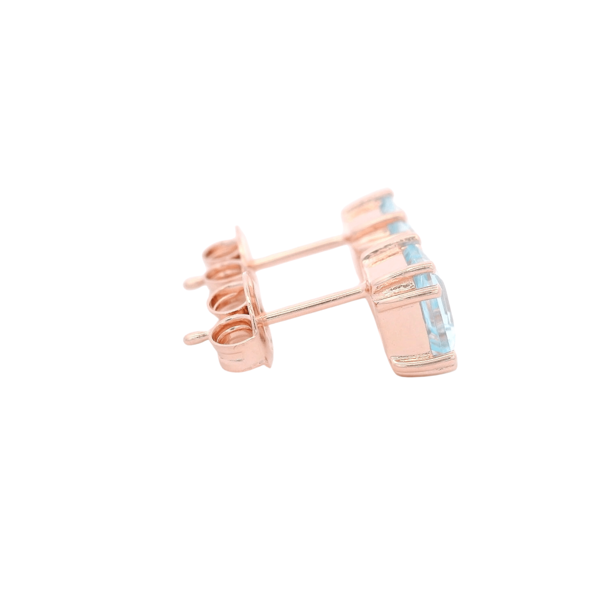 925RG SOLITARY CUSHION TOPAZ BLUE SKY 7MM EARRINGS - C'SANTOS