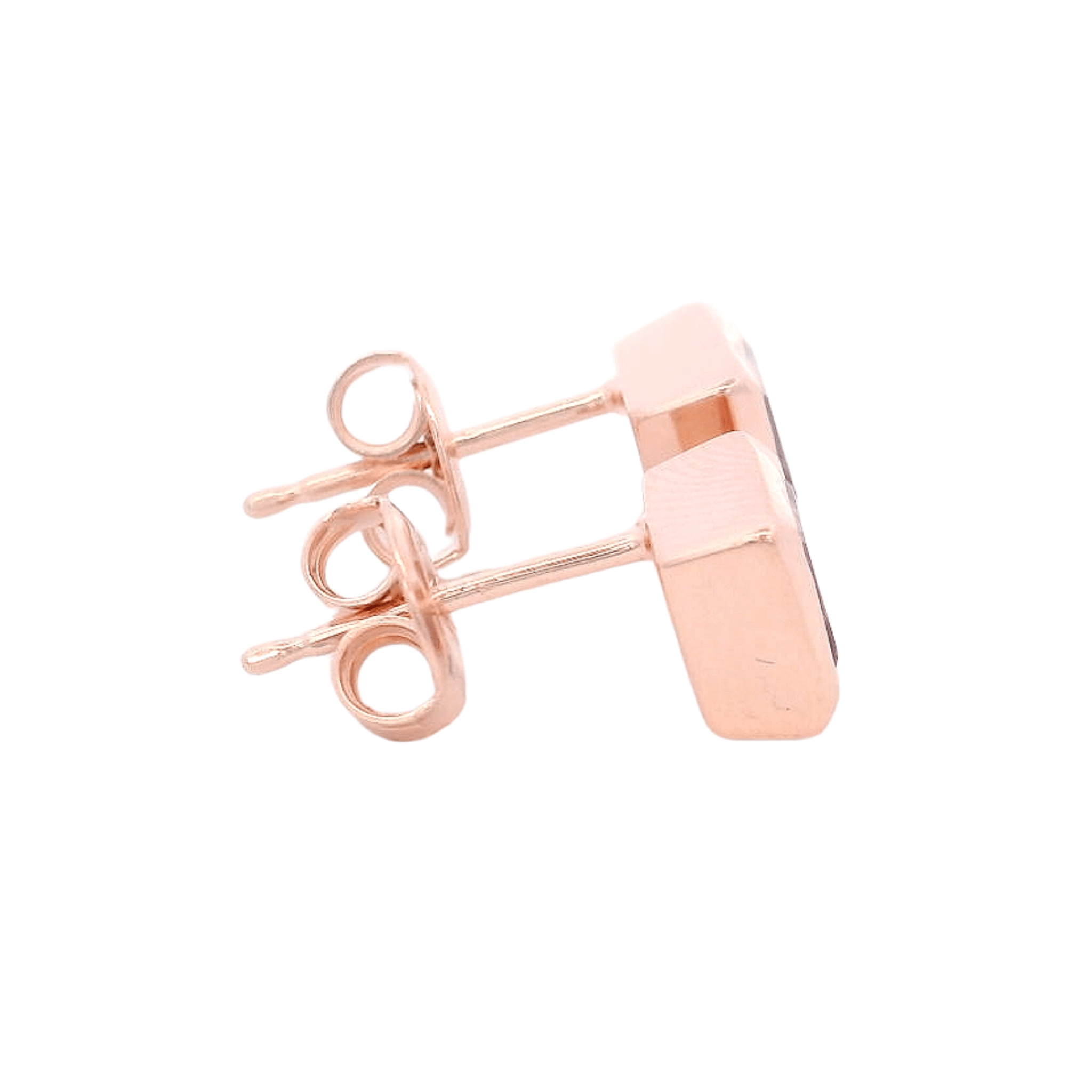 925RG SQUARE BEZEL AMETHYST STUD EARRINGS - C'SANTOS