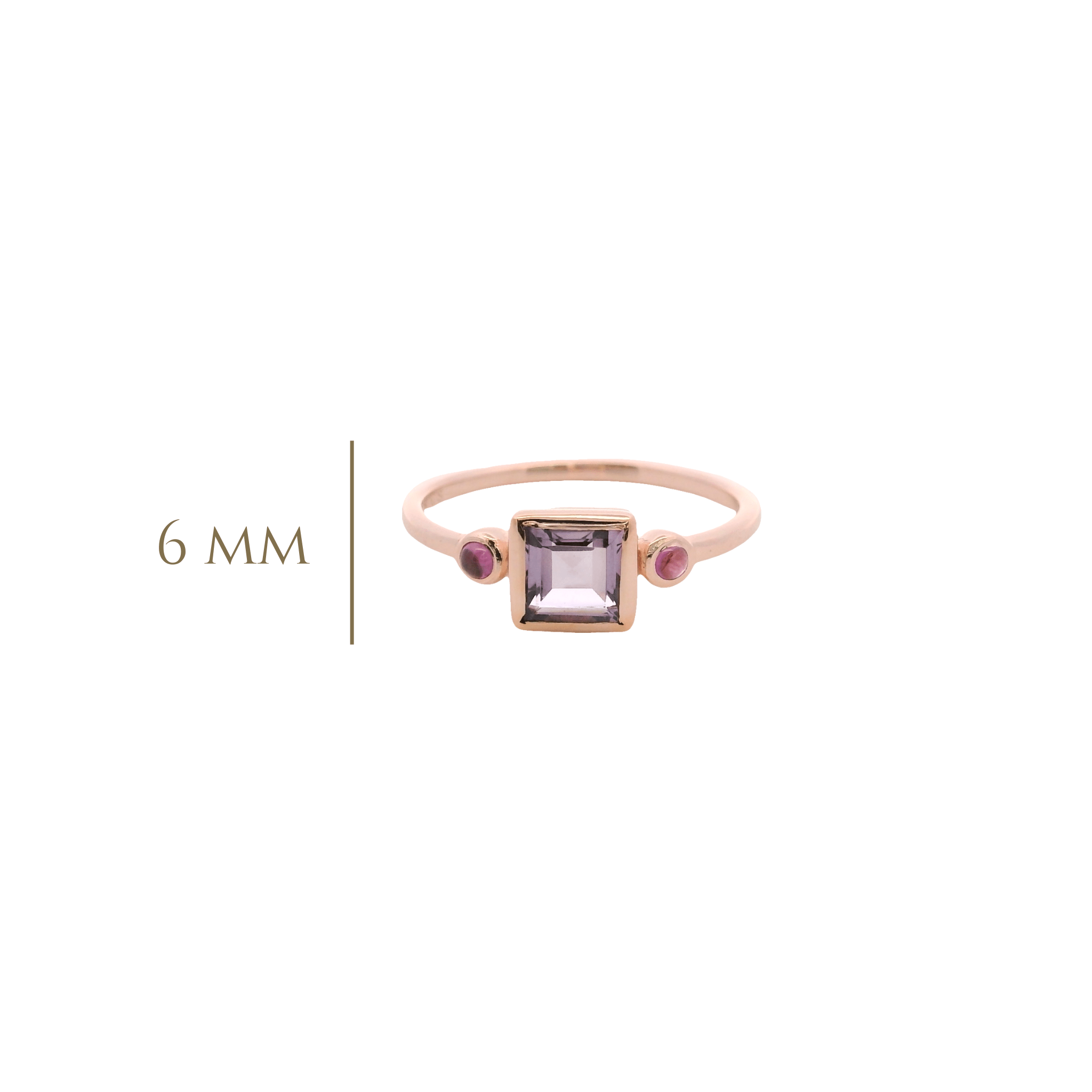 925RG SQUARE BEZEL AMETHYST WITH 2 STONE GARNET RING T6.5 - C'SANTOS