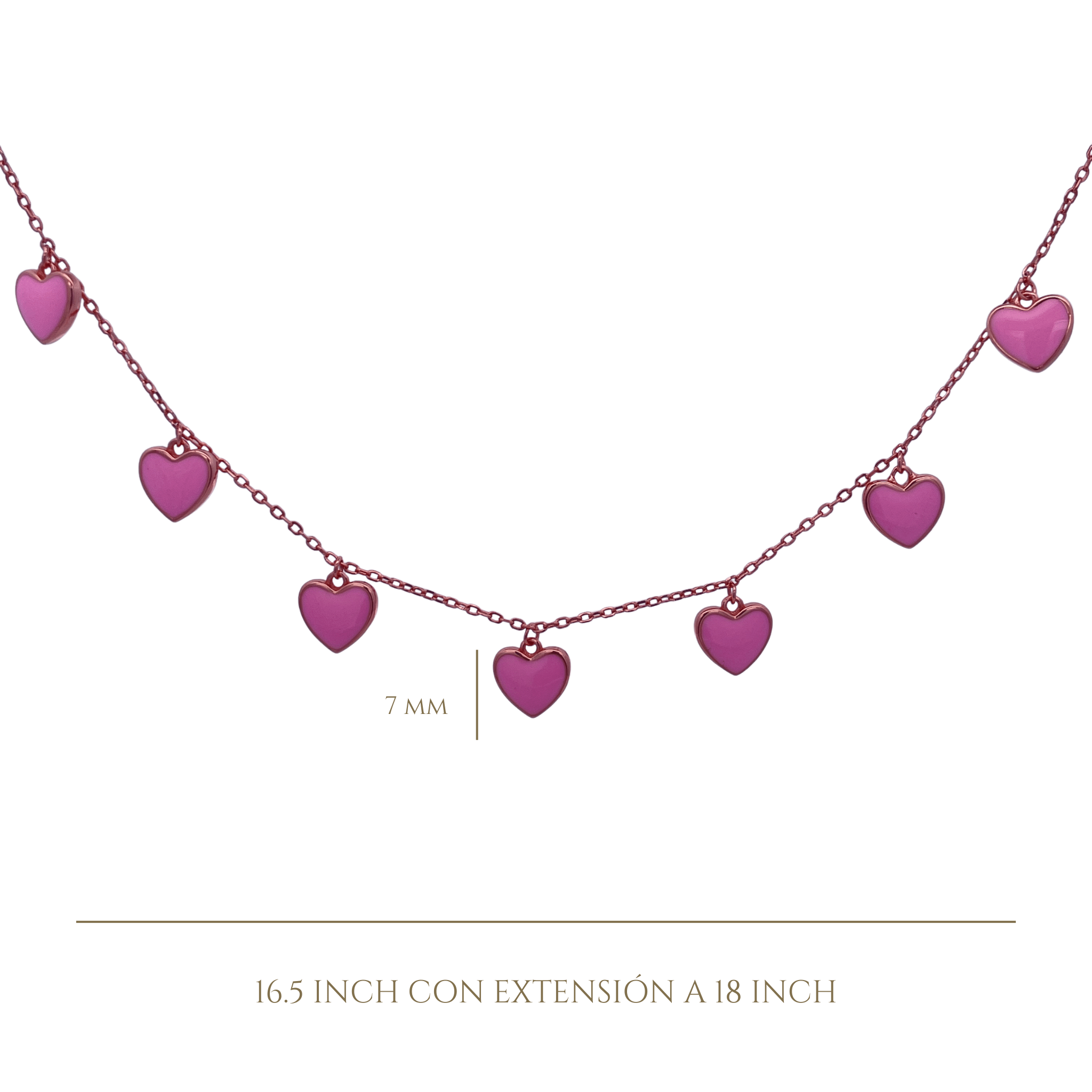925RG STATION HEART PINK ENAMEL NECKLACE - C'SANTOS