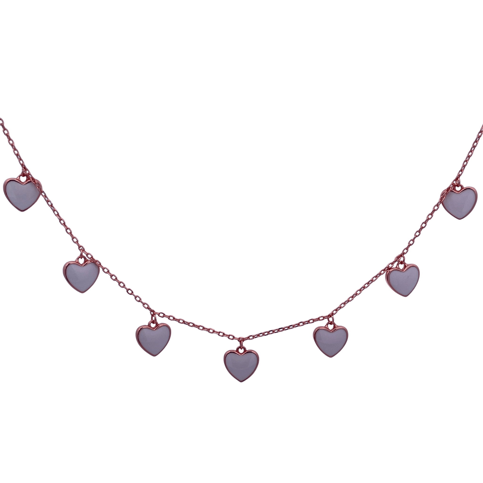 925RG STATION HEART WHITE ENAMEL NECKLACE - C'SANTOS