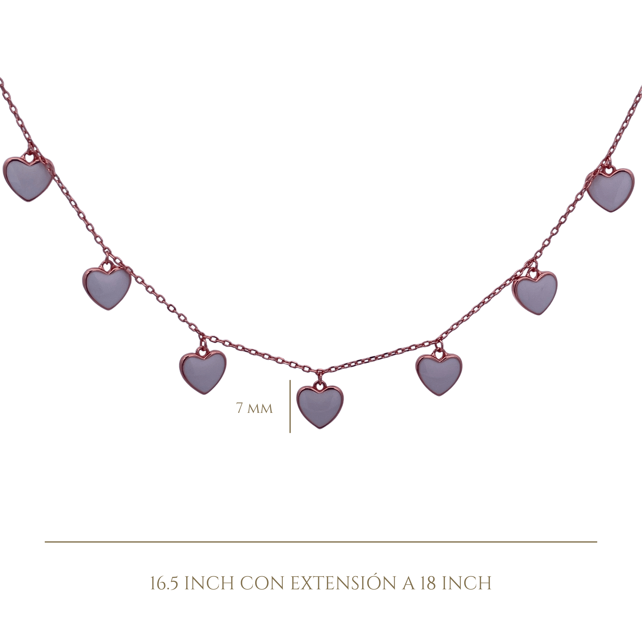 925RG STATION HEART WHITE ENAMEL NECKLACE - C'SANTOS