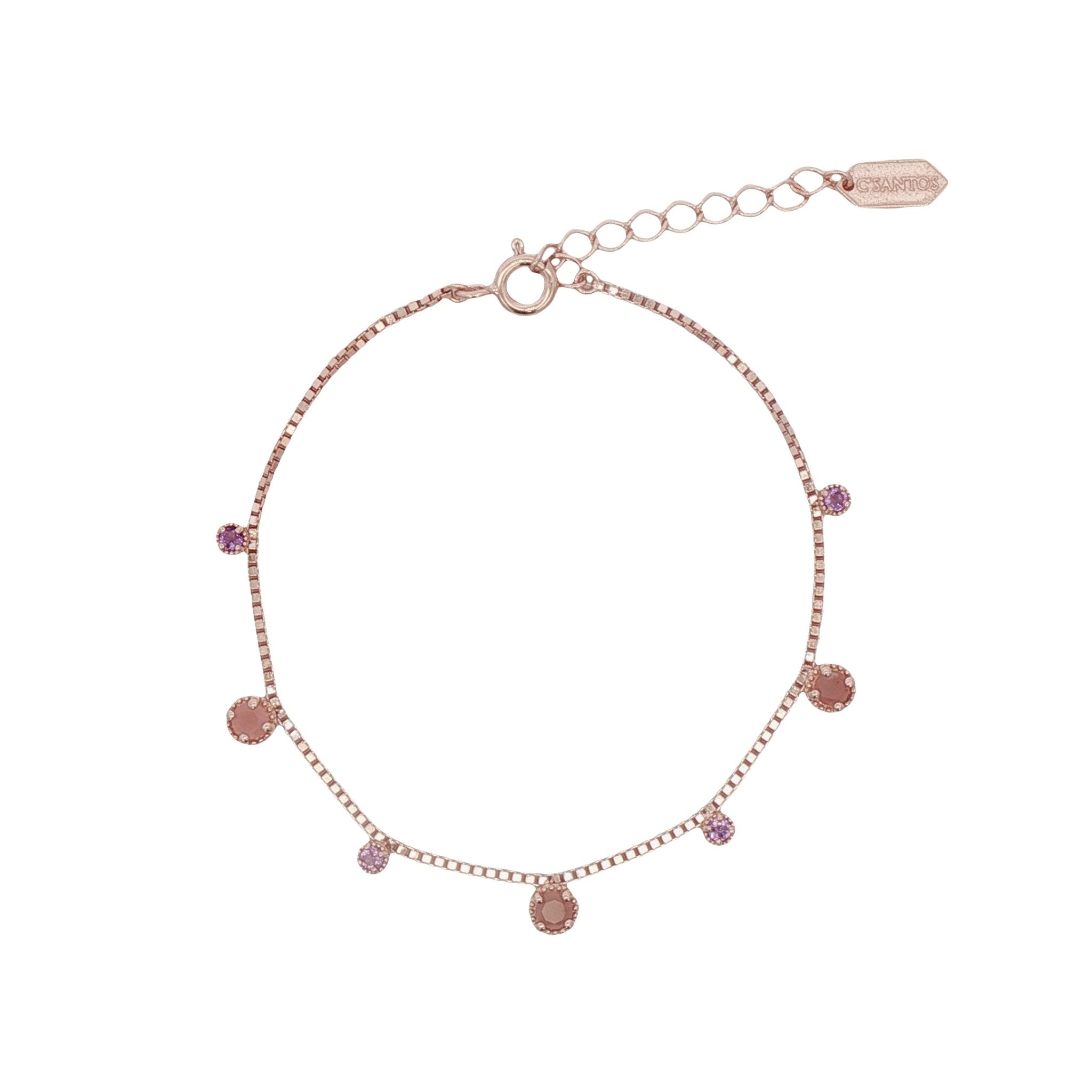 925RG STATION PINK QUARTZ AND AMETHYST BRACELET - C'SANTOS