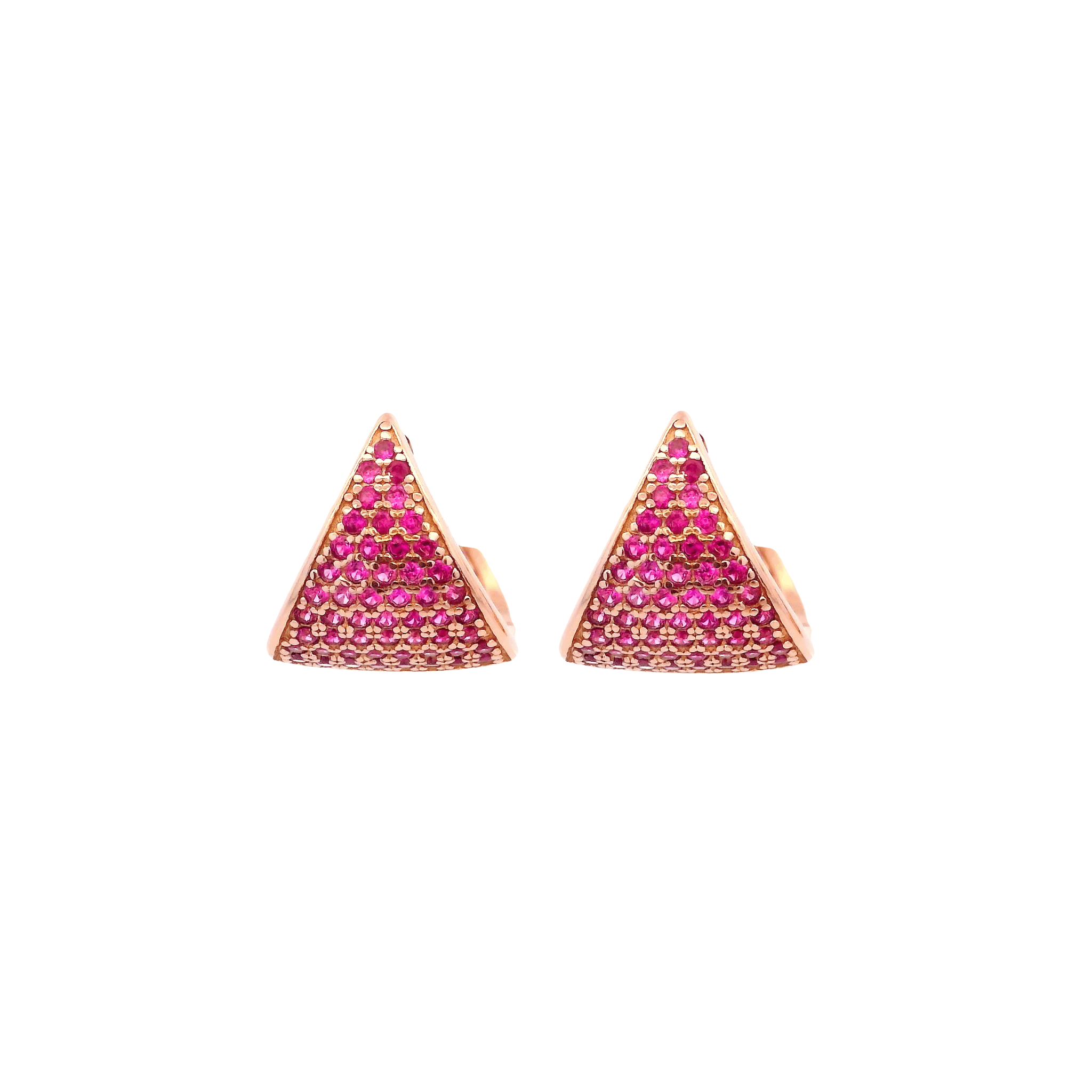 925RG TRIANGLE PAVE CZ FUSHIA HUGGIES - C'SANTOS