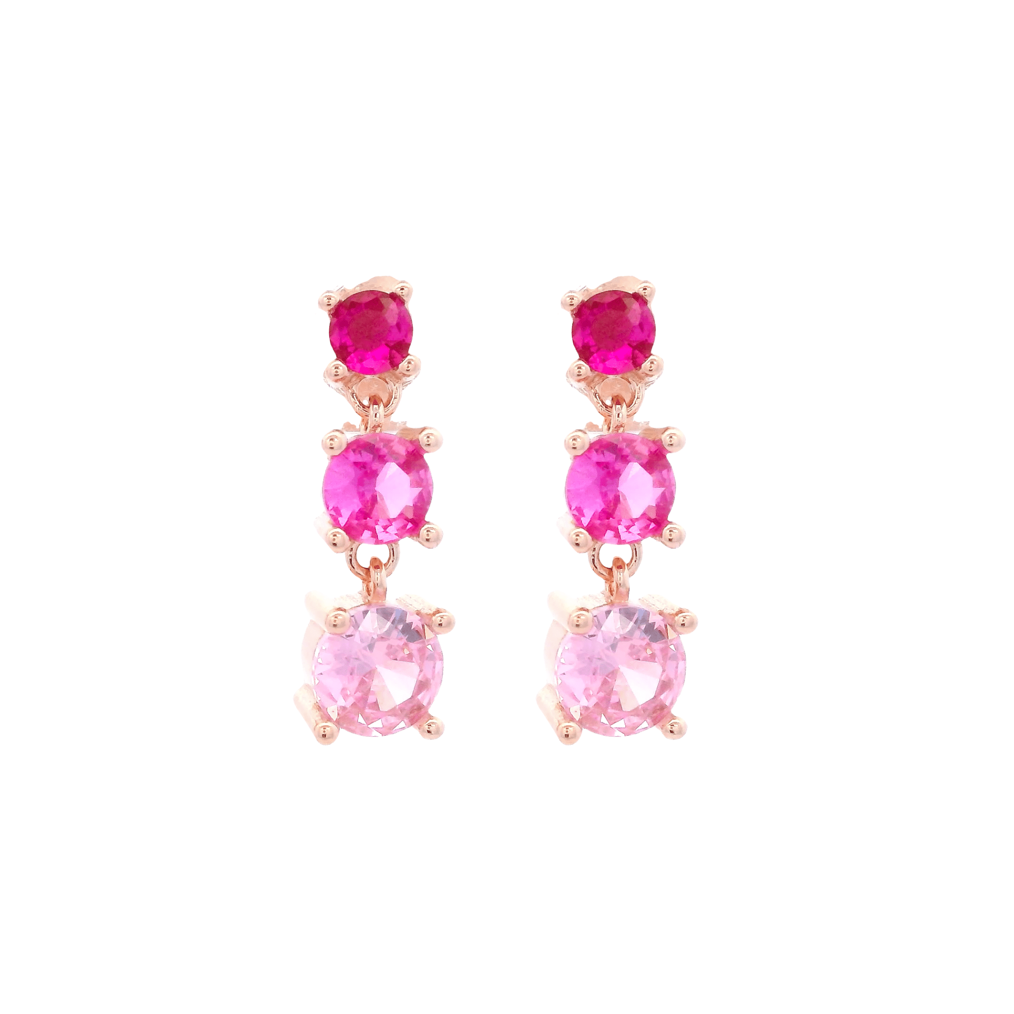 925RG TRIPLE STONE FUSHIA EARRINGS - C'SANTOS