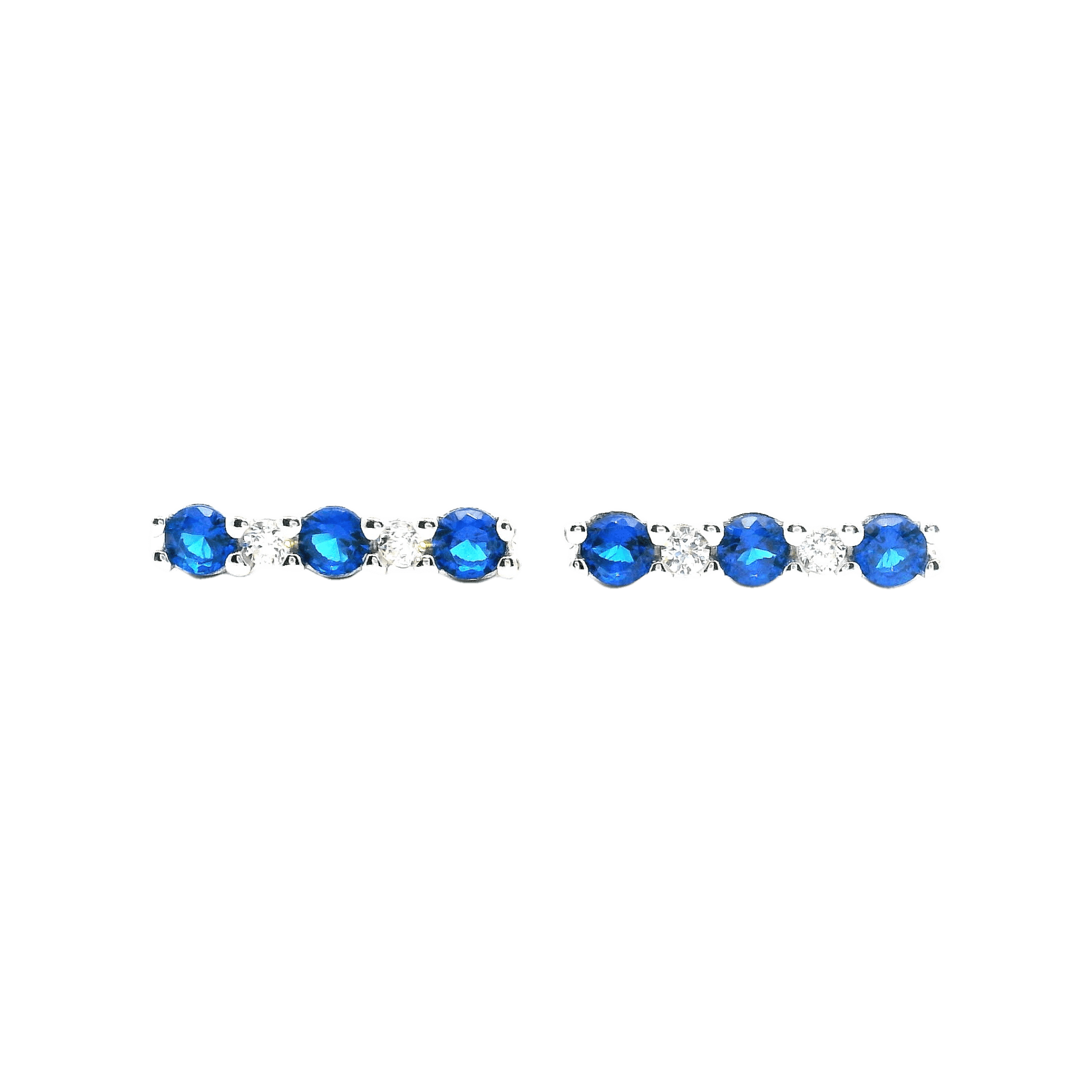 925SL BAR CZ BLUE WITH WHITE CZ EARRINGS - C'SANTOS