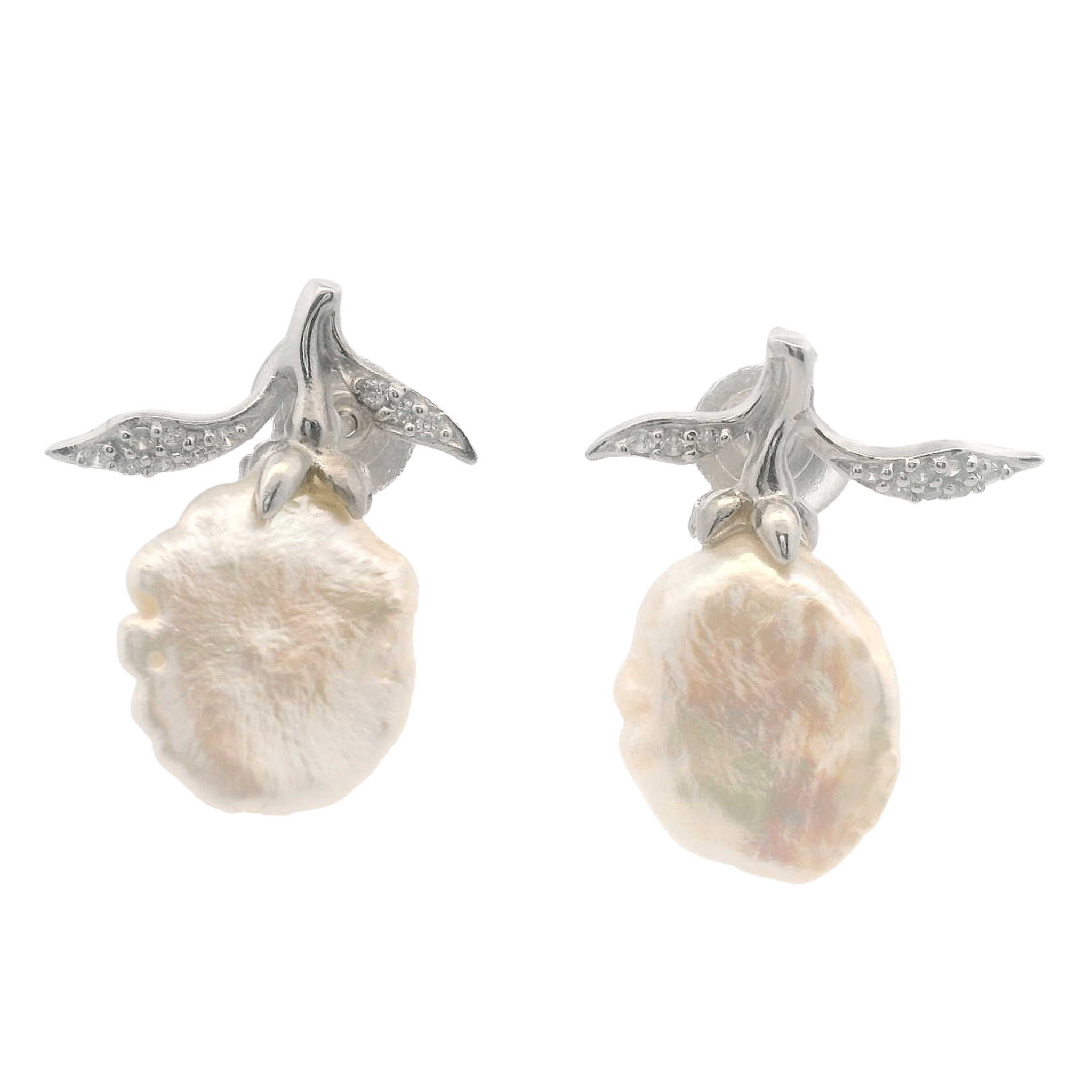 925SL BAROQUE PEARL STUDS EARRINGS - C'SANTOS