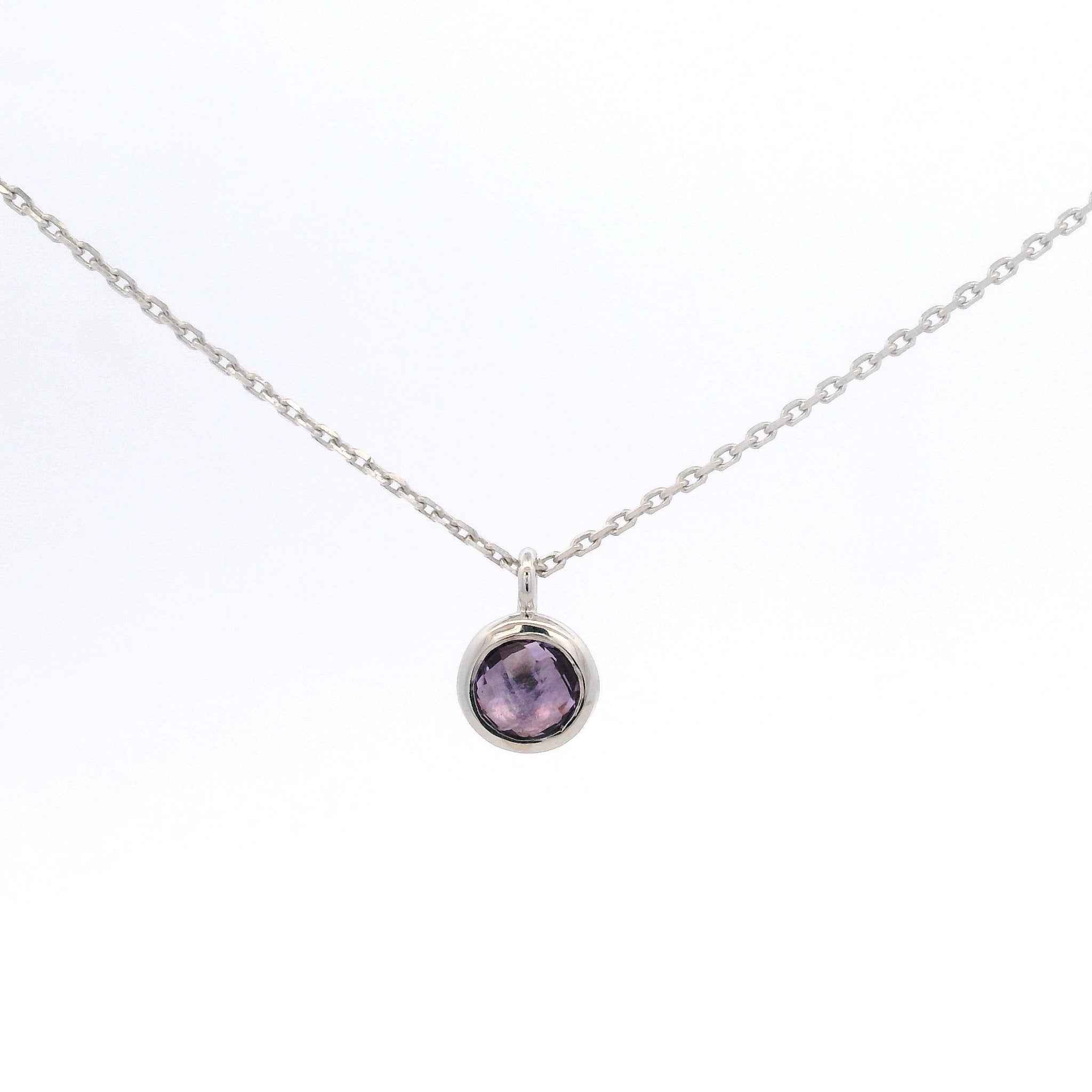 925SL BEZEL AMETHYST SOLITARY NECKLACE - C'SANTOS