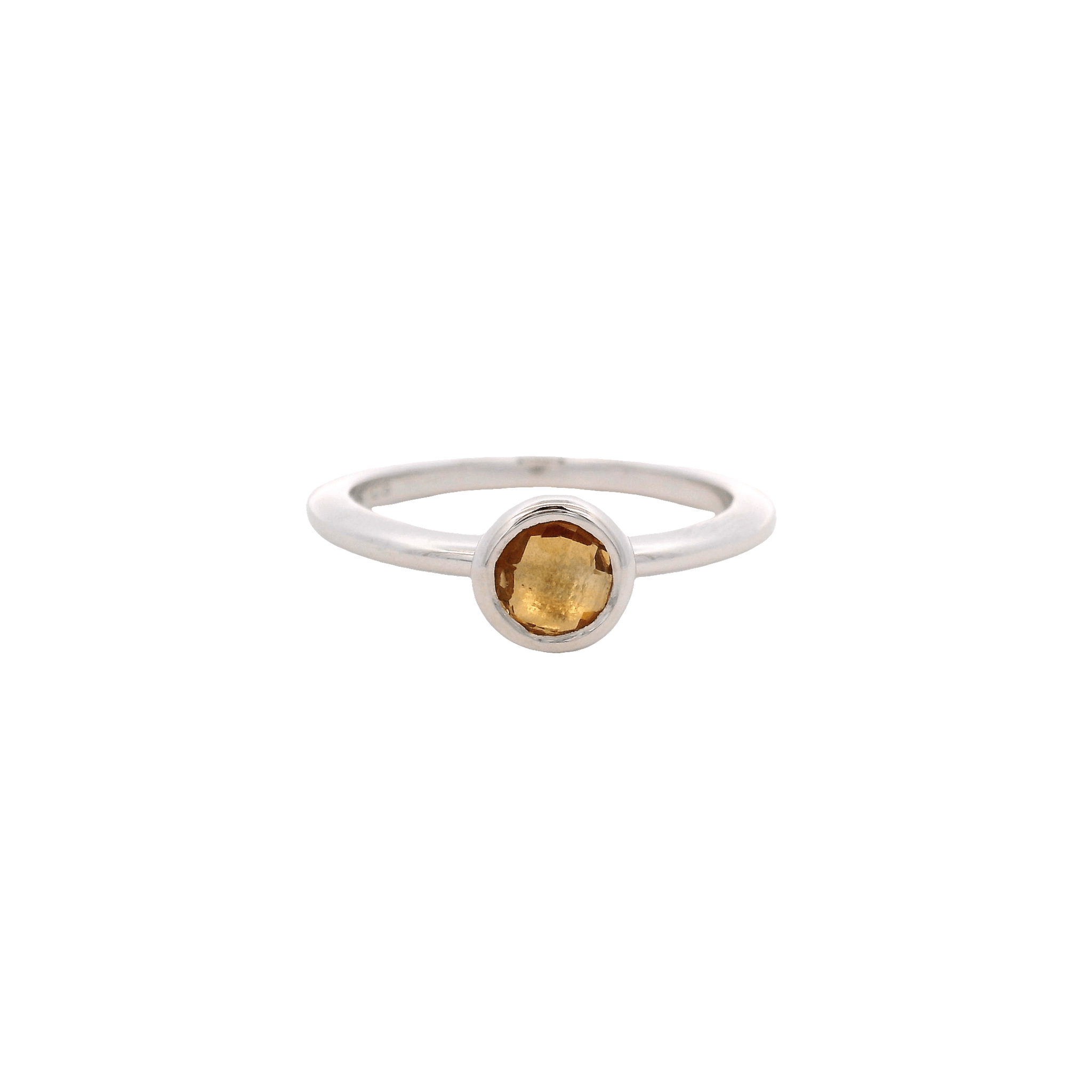 925SL BEZEL CITRINE SOLITARY RING T6.5 - C'SANTOS