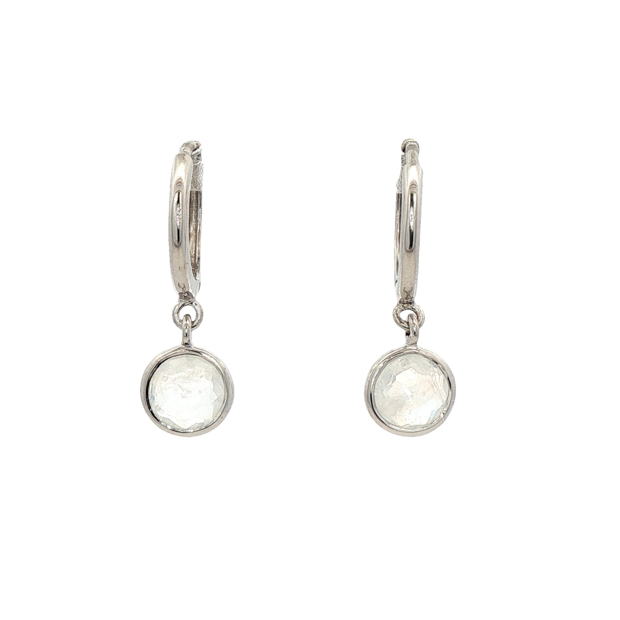 925SL BEZEL PENDANT MOOSTONE HUGGIES - C'SANTOS