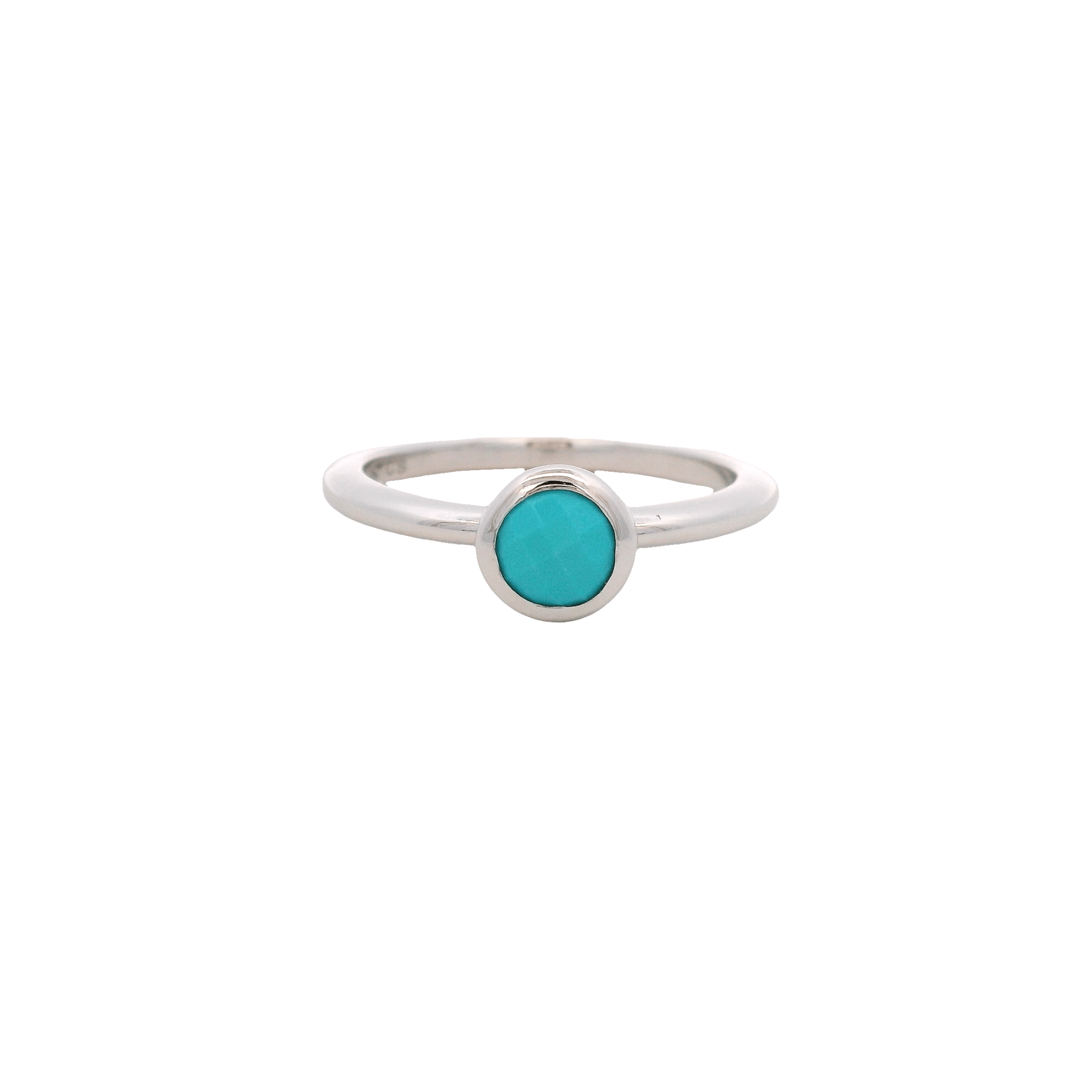925SL BEZEL TURQUOISE SYN SOLITARY RING T6.5 - C'SANTOS