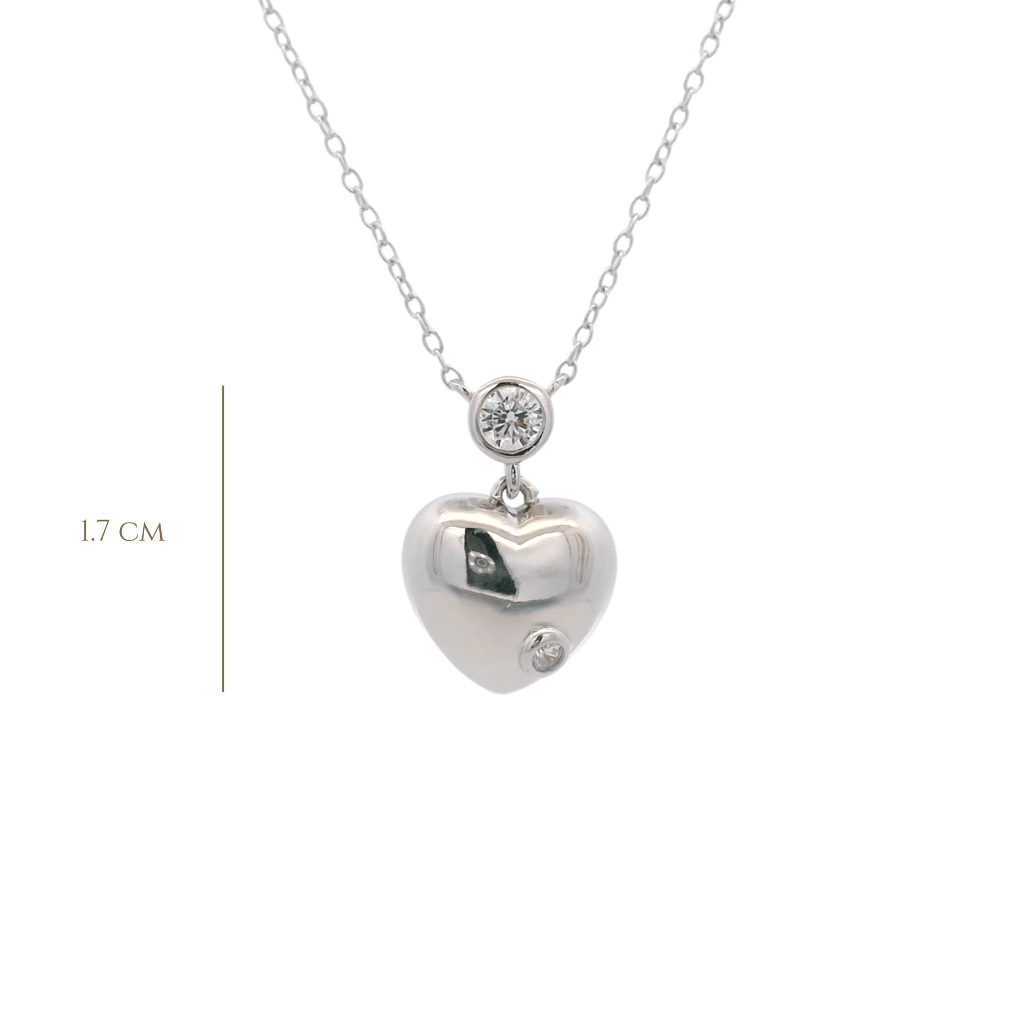 925SL BEZEL WITH HEART SMOOTH NECKLACE - C'SANTOS