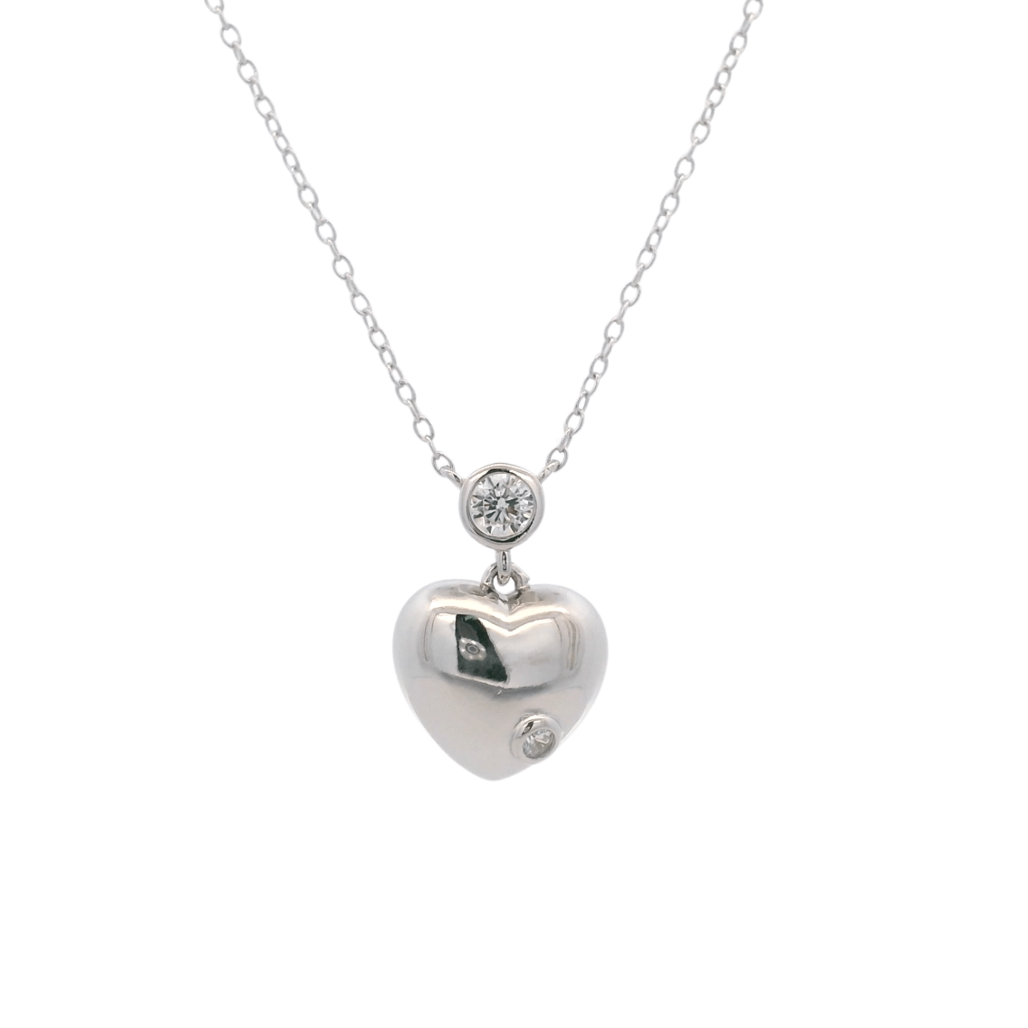 925SL BEZEL WITH HEART SMOOTH NECKLACE - C'SANTOS