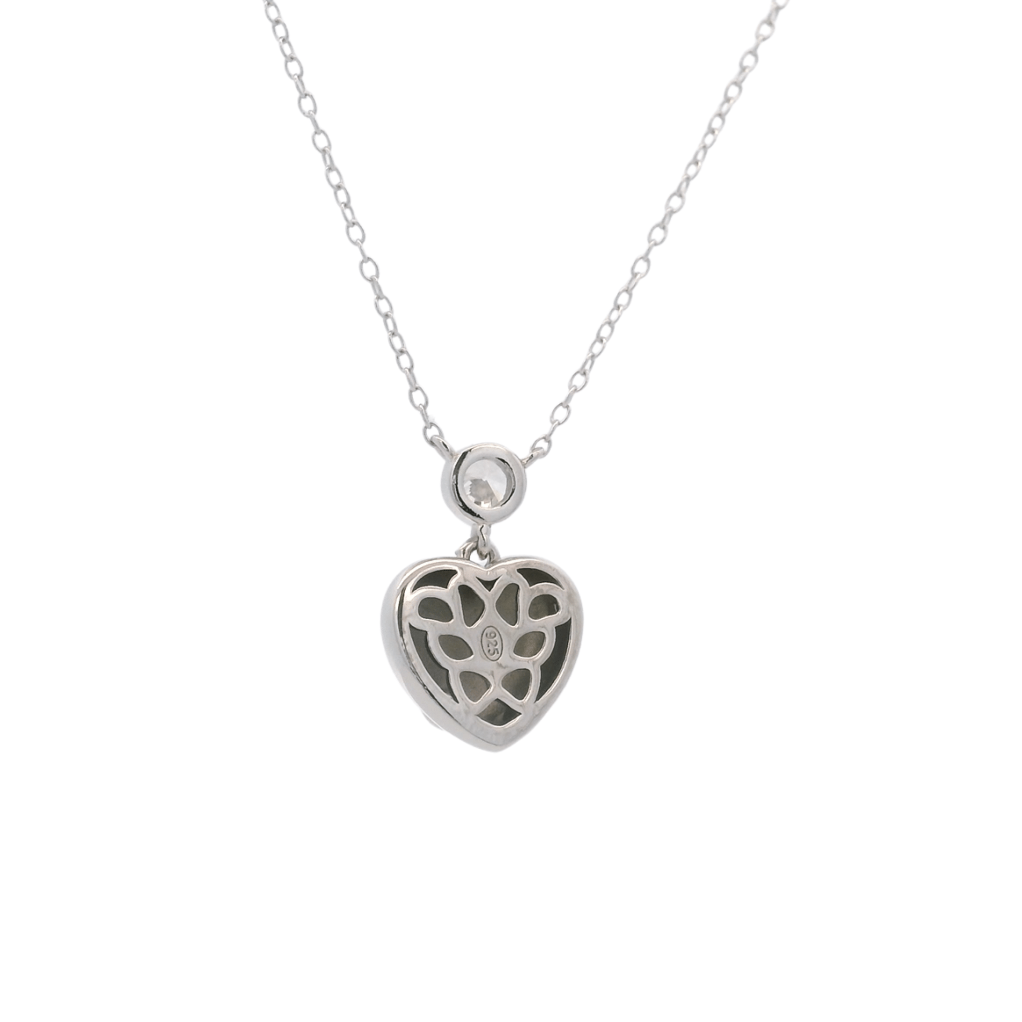 925SL BEZEL WITH HEART SMOOTH NECKLACE - C'SANTOS