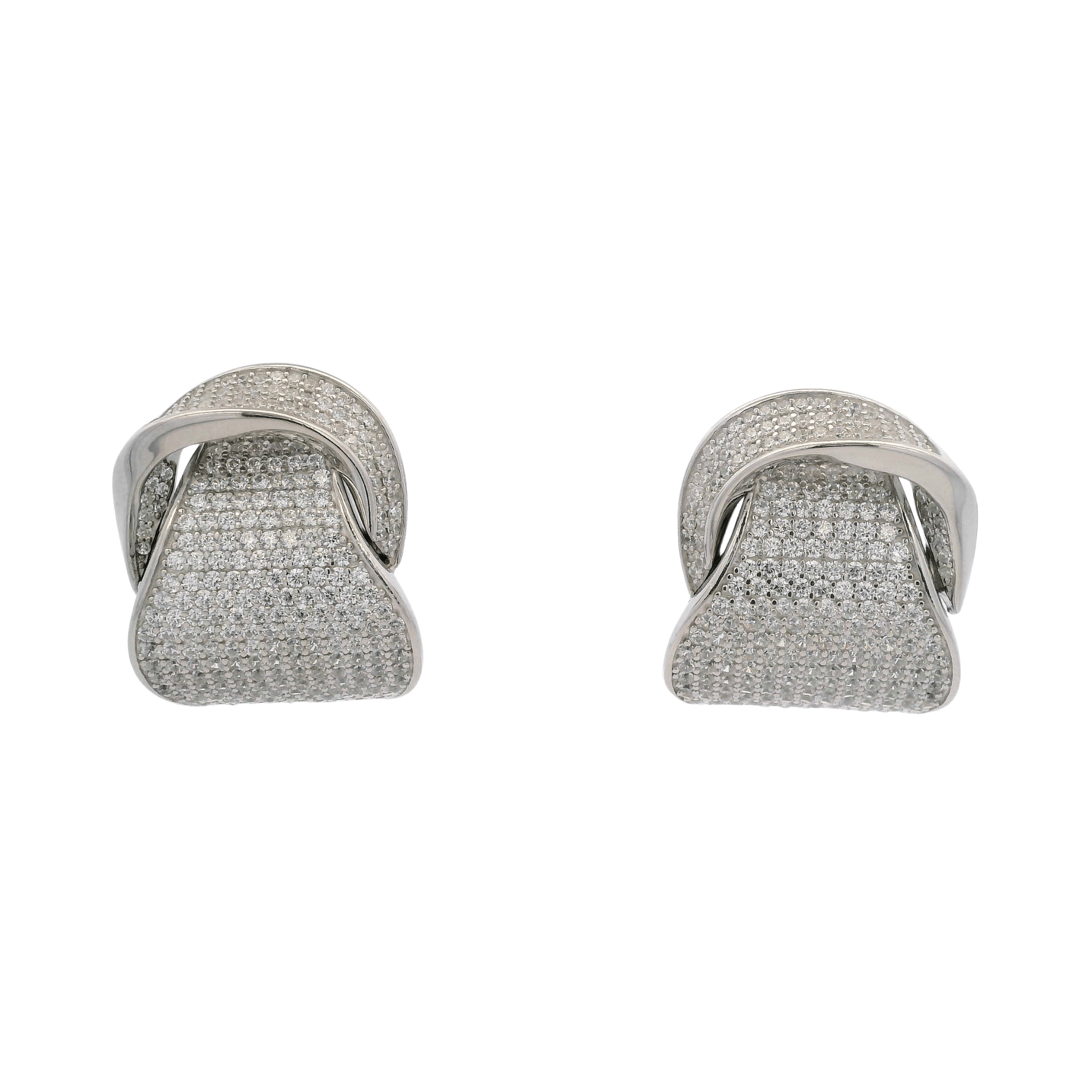 925SL CIRCLE DOME INTERTWINED EARRINGS - C'SANTOS